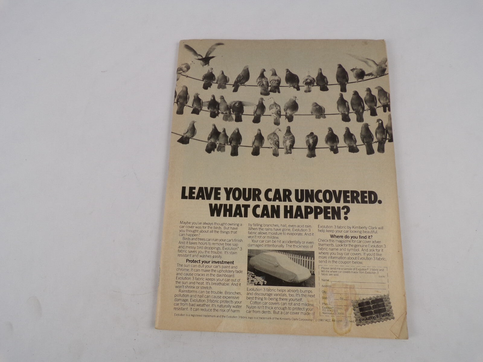 July 1987 Leave Your Car Uncovered What Can Happen? Elapsed Times Country 'Lane
