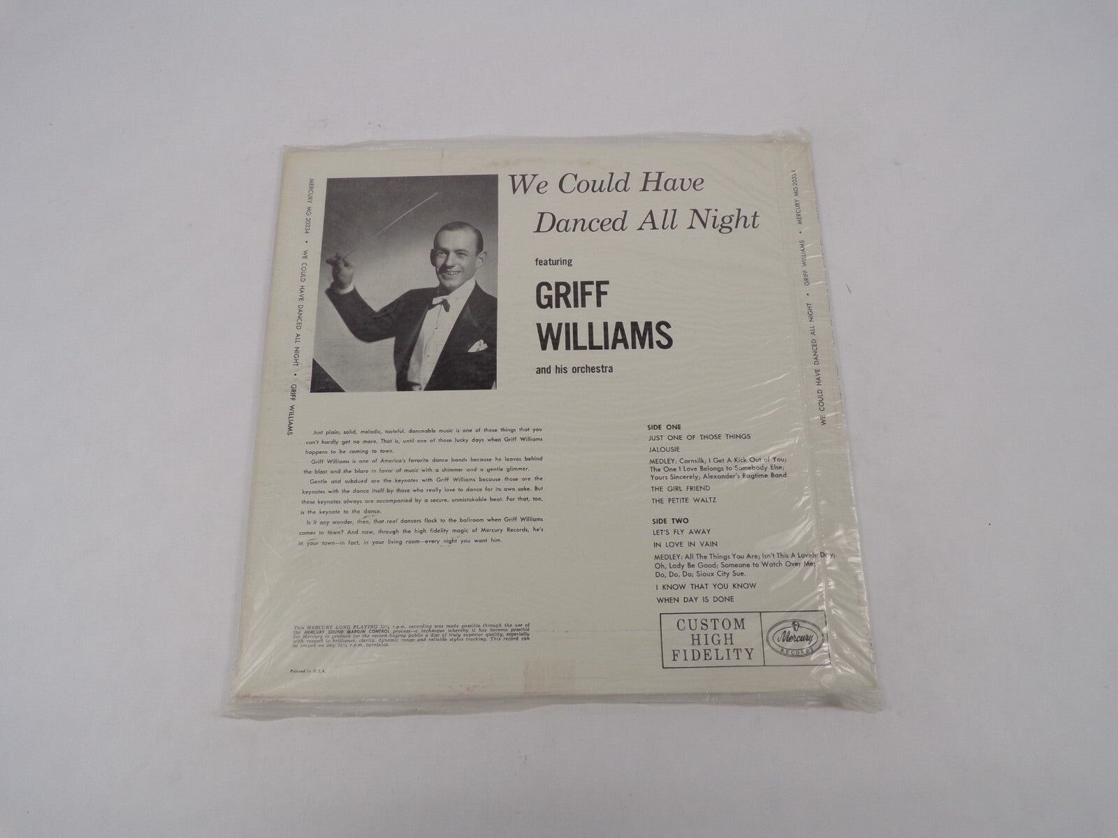 We Could Have Danced All Night Griff Williams Jalouse Let's Fly AwayVinyl Record