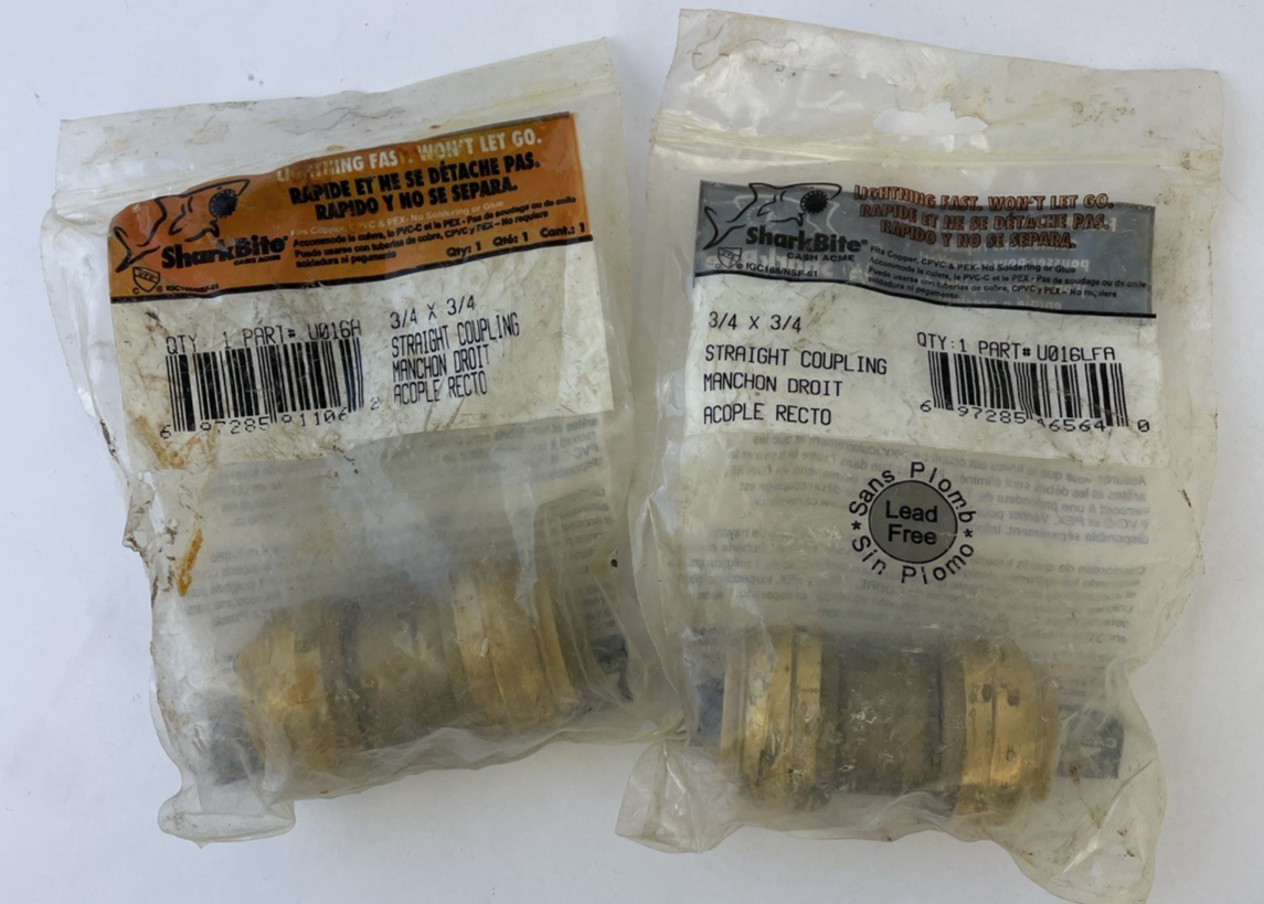 lot of 2 x NEW OEM SharkBite Straight Coupling 3/4” x 3/4”  ( 2pk ) PN: U016LFA