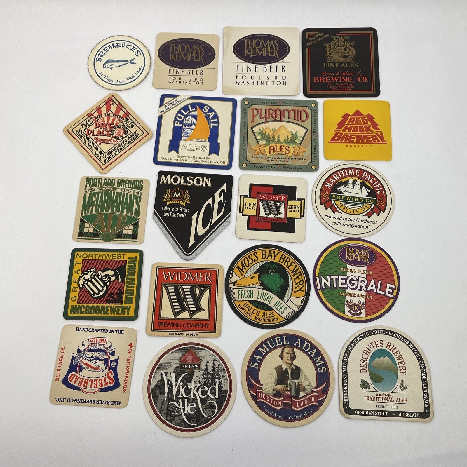 Retro Beer coasters Lot of 20 ALL DIFFERENT Import & Domestics Home Bar Vintage
