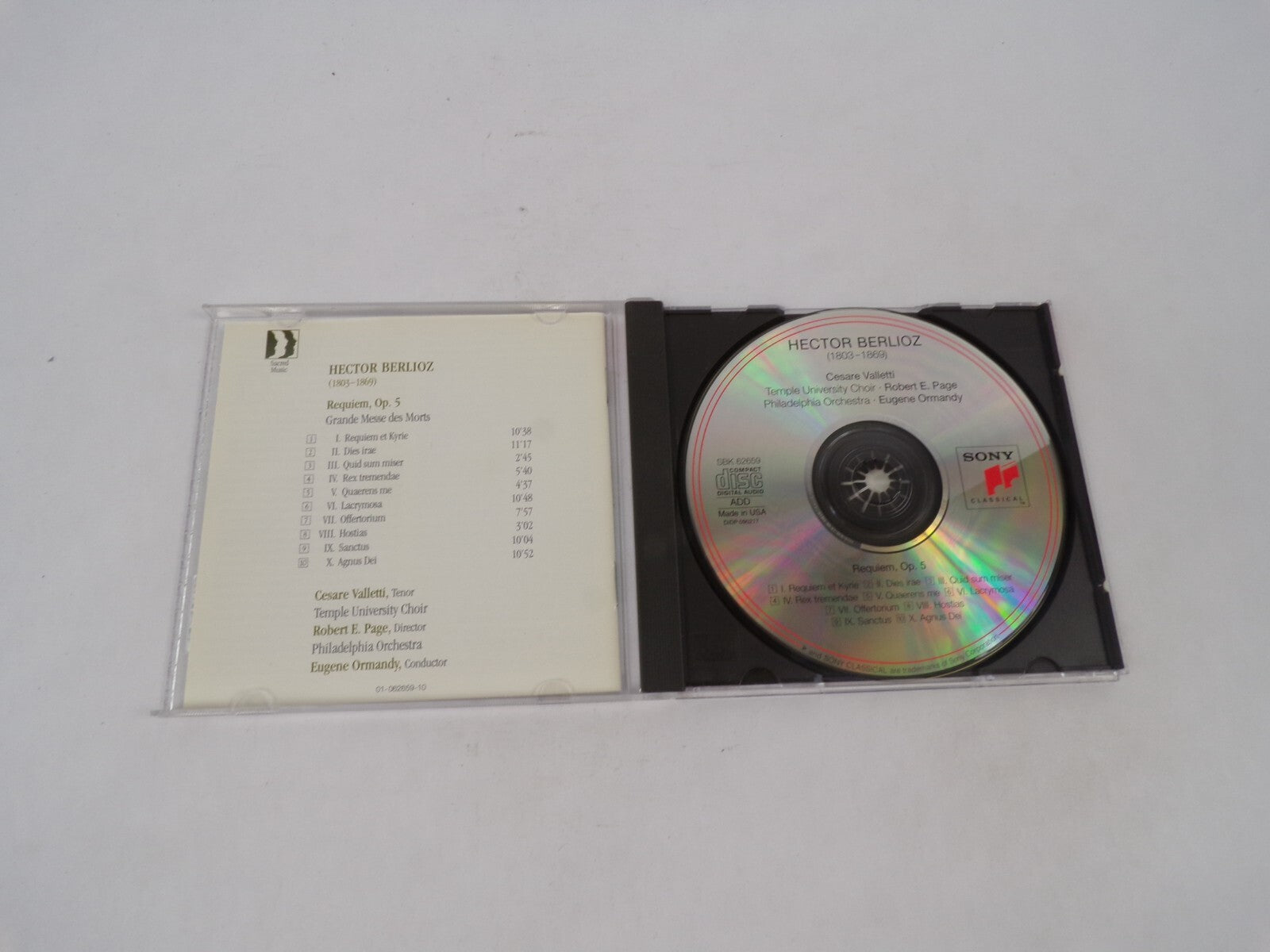 Berlioz Requiem Cesare Valletti Temple University Choir Philadelphia OrchesCD#70