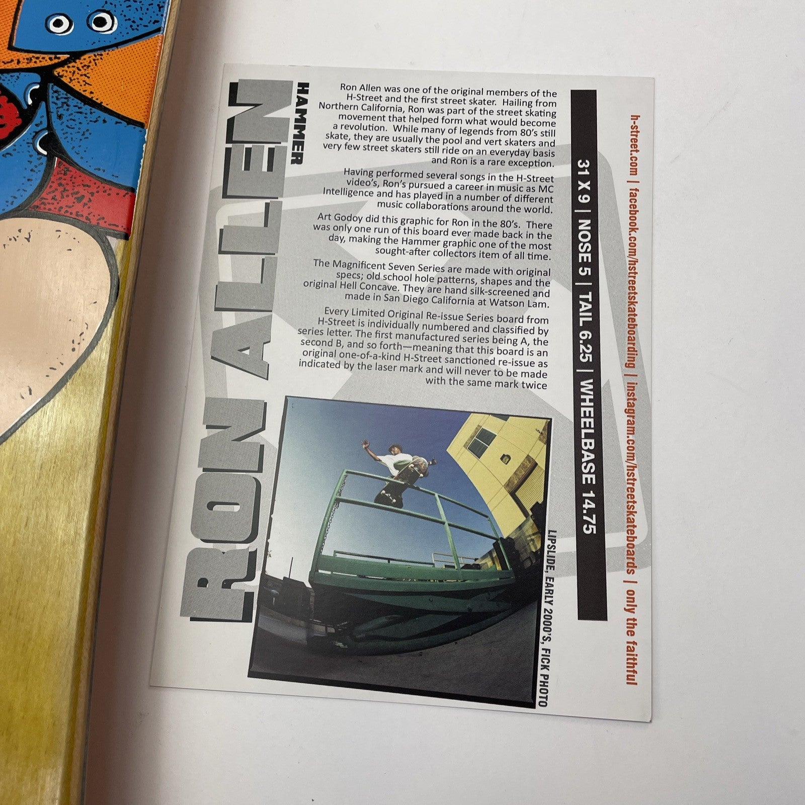 RON ALLEN "INSANE" RE-Issue Deck H-Street Skateboards Watson Laminates 16 / 166