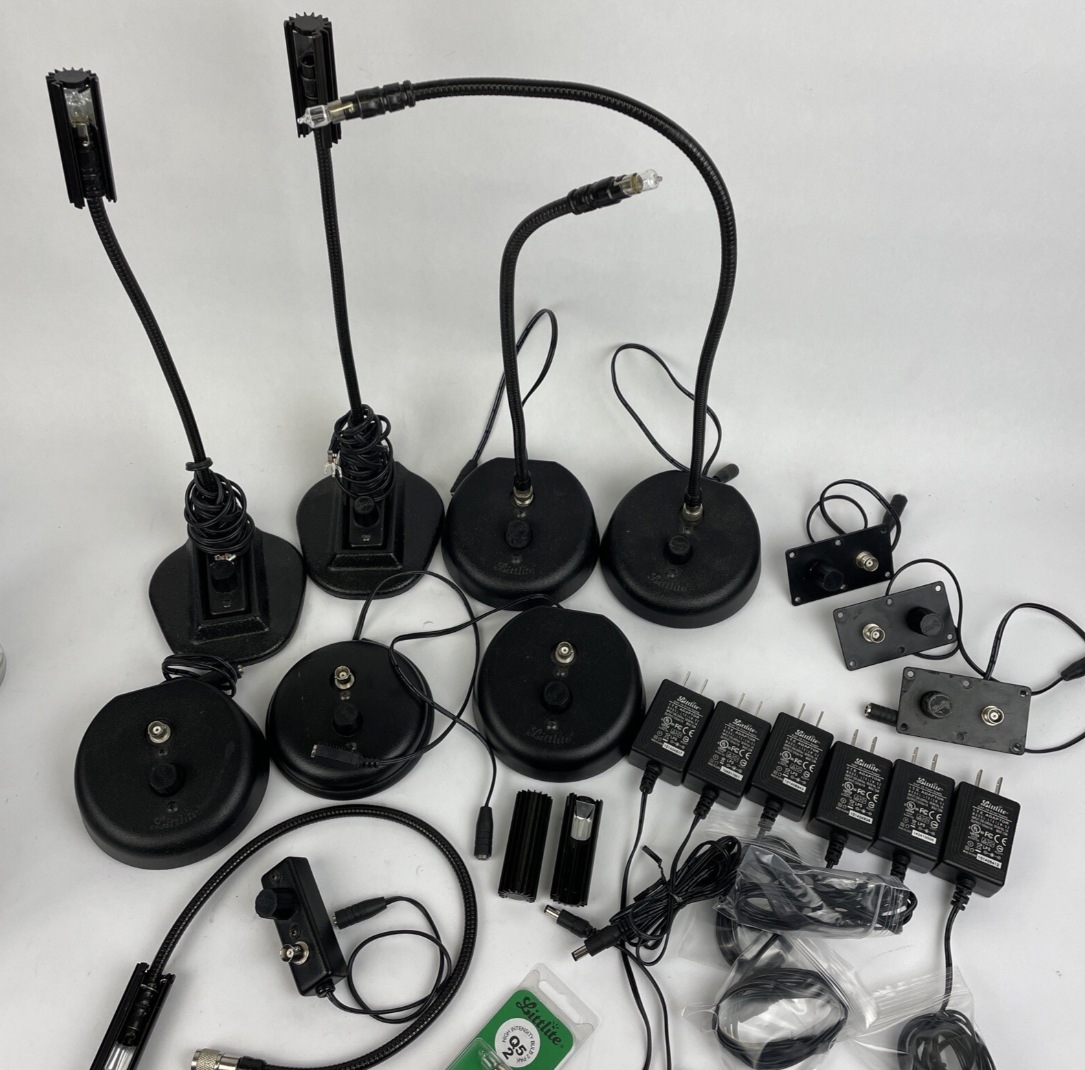 Huge Lot of Littlite Model WXF Goose Neck Lamp Parts Power Supply Bundle POTS