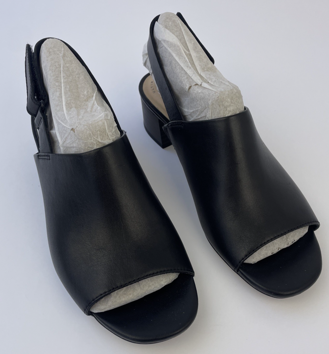 Women's Clarks Elisa Lyndsey Leather Open Toe Heeled Sandals Shoes Size 6 Black