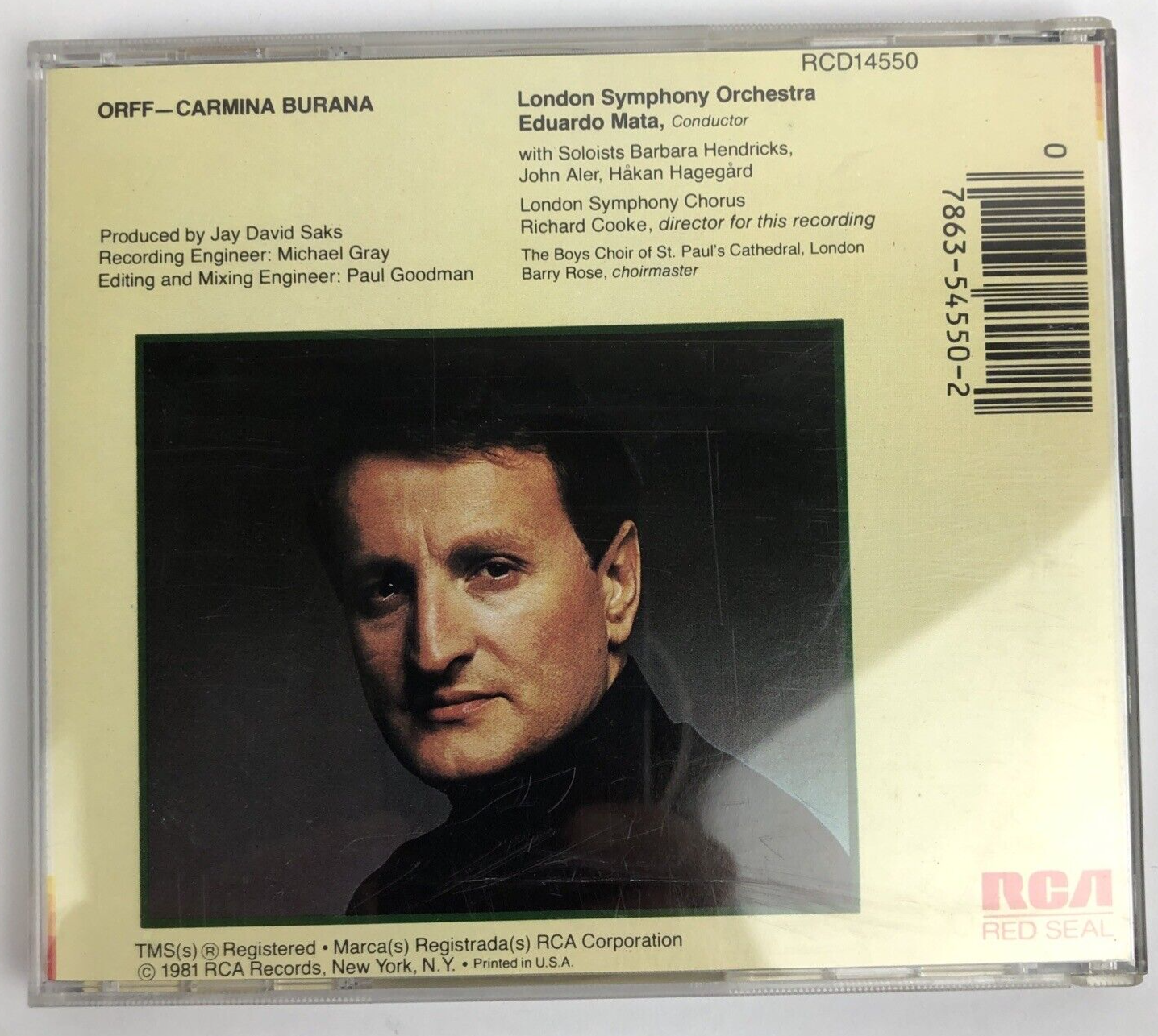 Carmina Burana Carl Orff Classical CD Eduardo Mata London Symphony Chorus     #7