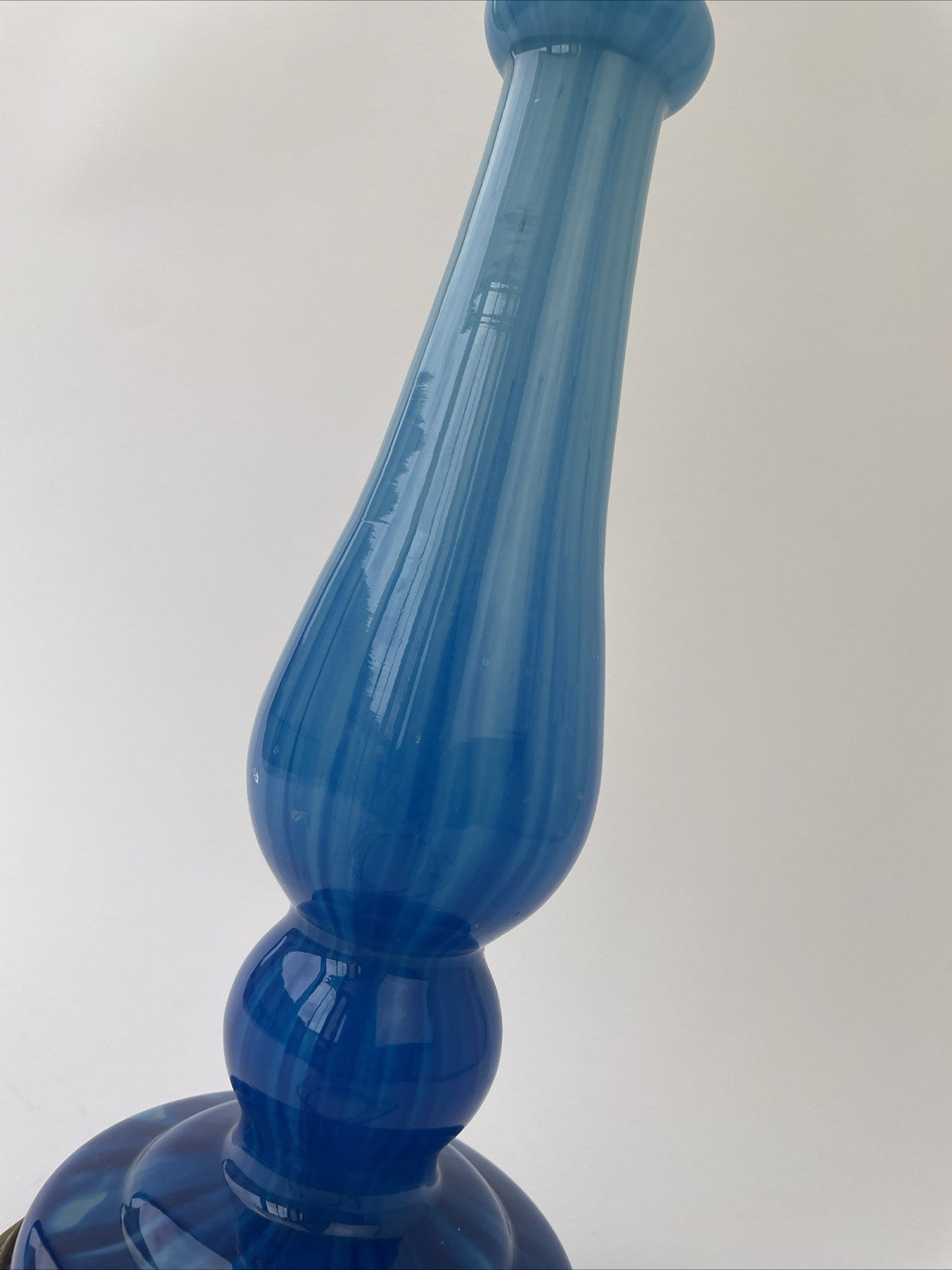 Vintage Murano Style Blue Glass Table Lamp with brass features and Base 23.5"