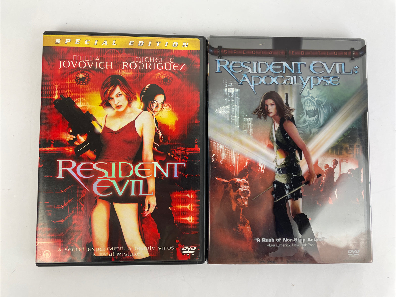 Lot of 2 x RESIDENT EVIL + Resident Evil Apocalypse DVD Video Mill Jovovich MINT