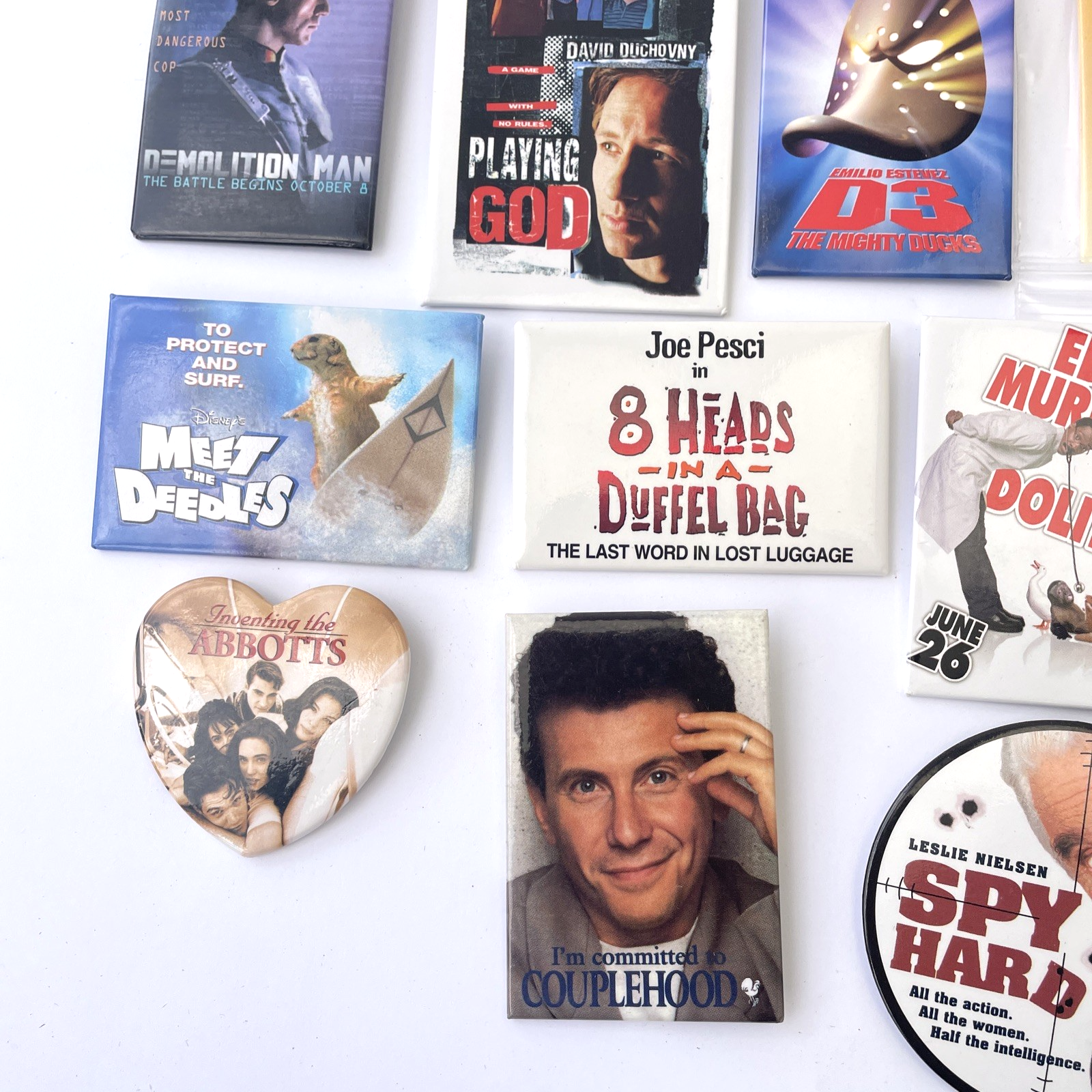 VINTAGE MOVIE PROMO BUTTON LOT of 52 PROMOTIONAL PIN BACK TV FILM Hollywood Swag