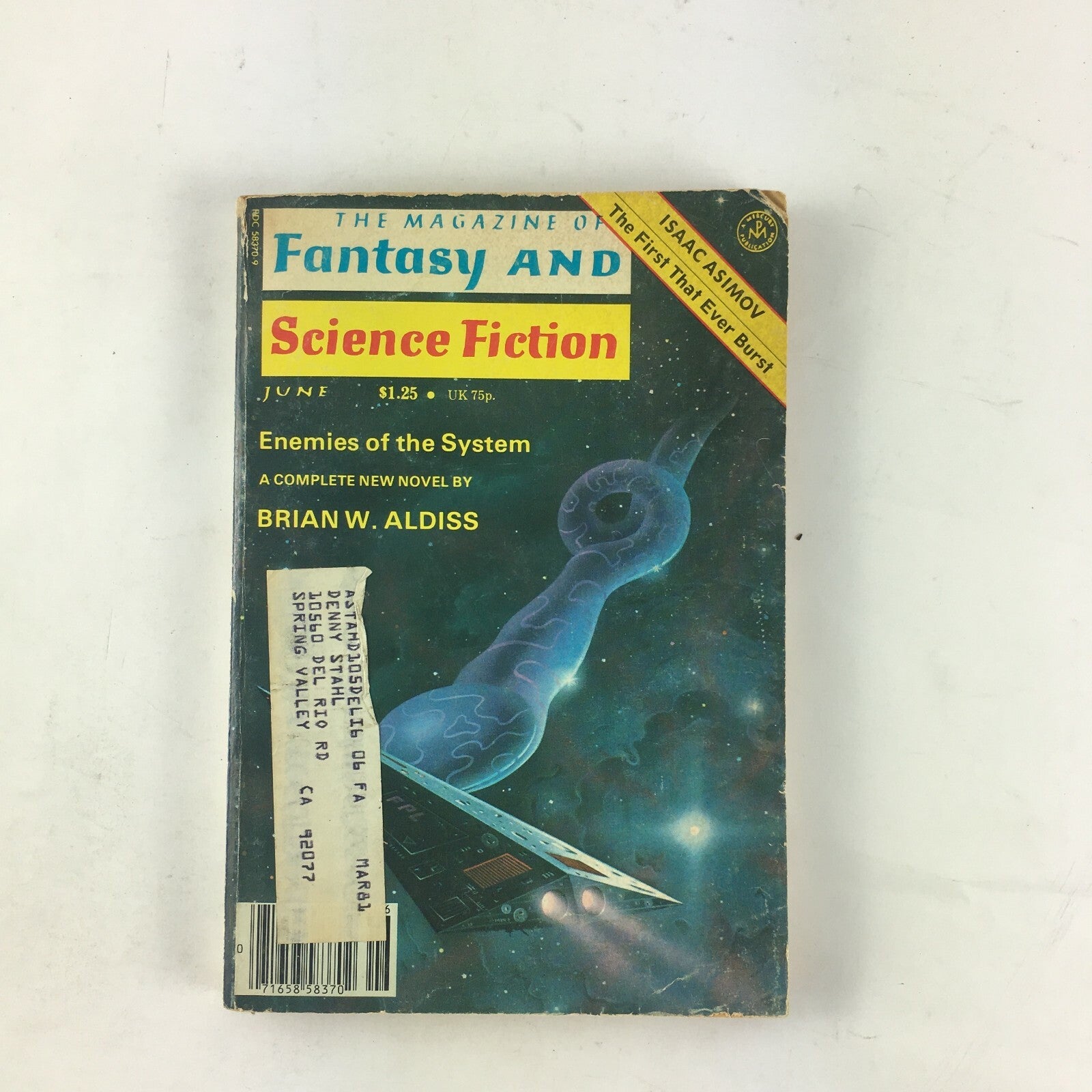 June Fantasy & Science Fiction Magazine Enemies of the System Brian W.Aldiss