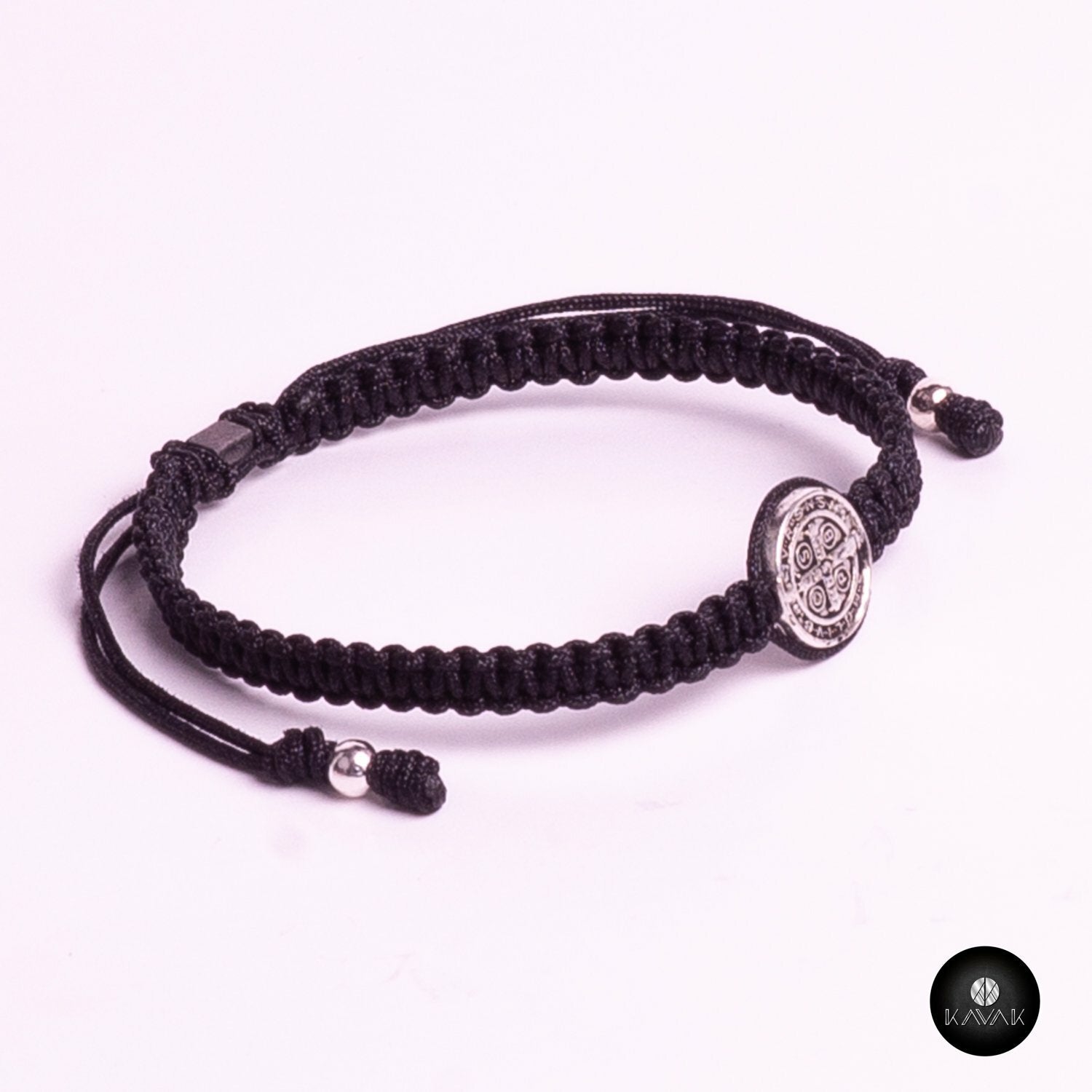 Kavak -Handmade Girl Black Saint Benedict Adjustable Women's Bracelet