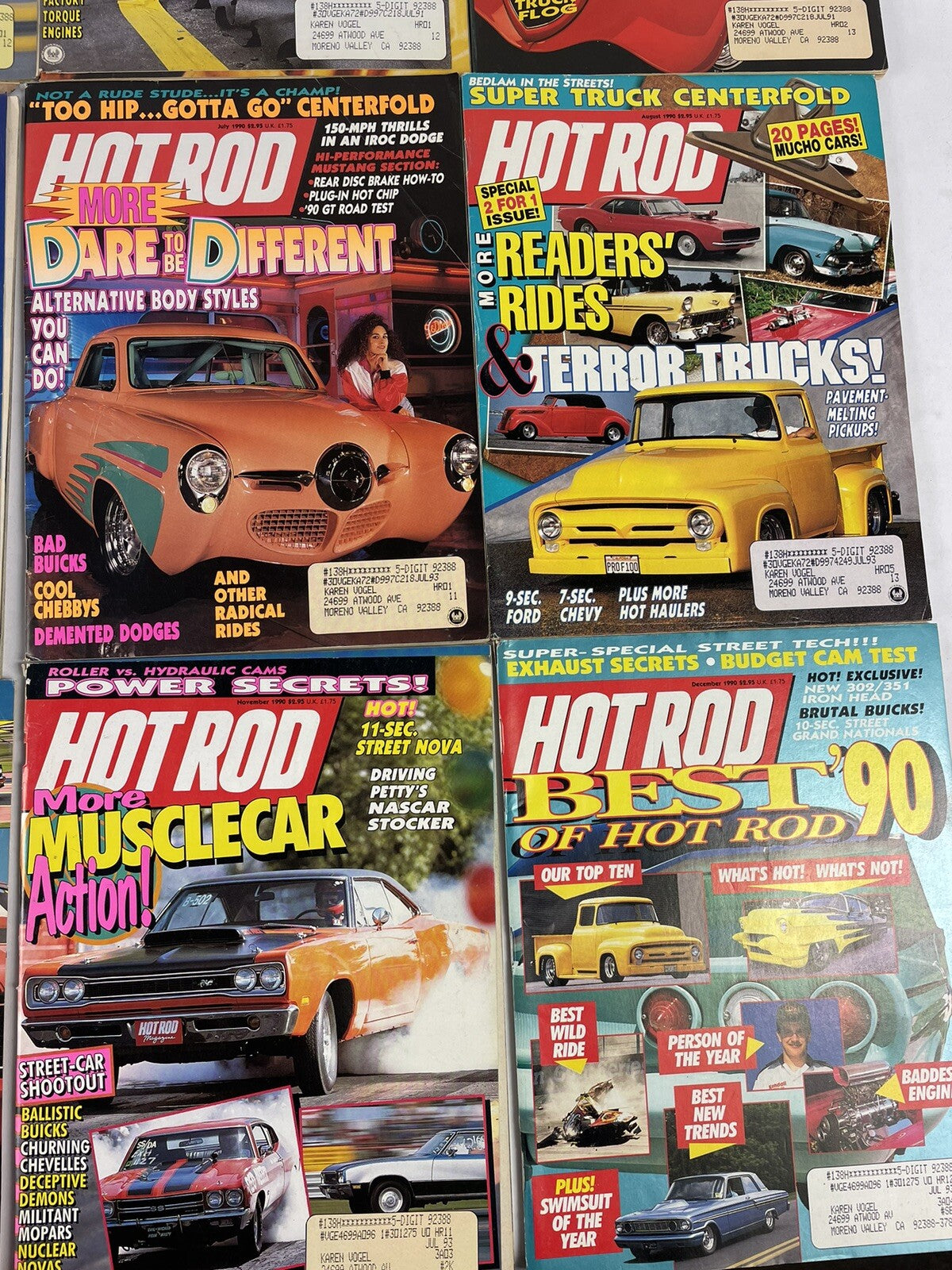 Lot of 12: VINTAGE HOT ROD MAGAZINES Complete Full Set 12 issues Jan to Dec 1990