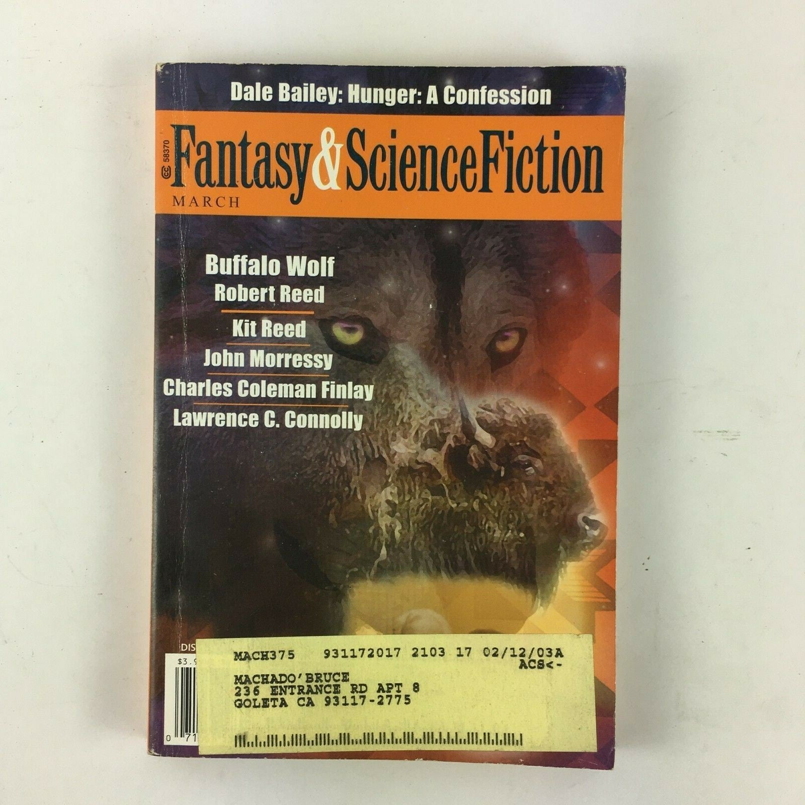 March Fantasy&Science Fiction Magazine Buffalo Wolf Robert Reed Kit Reed