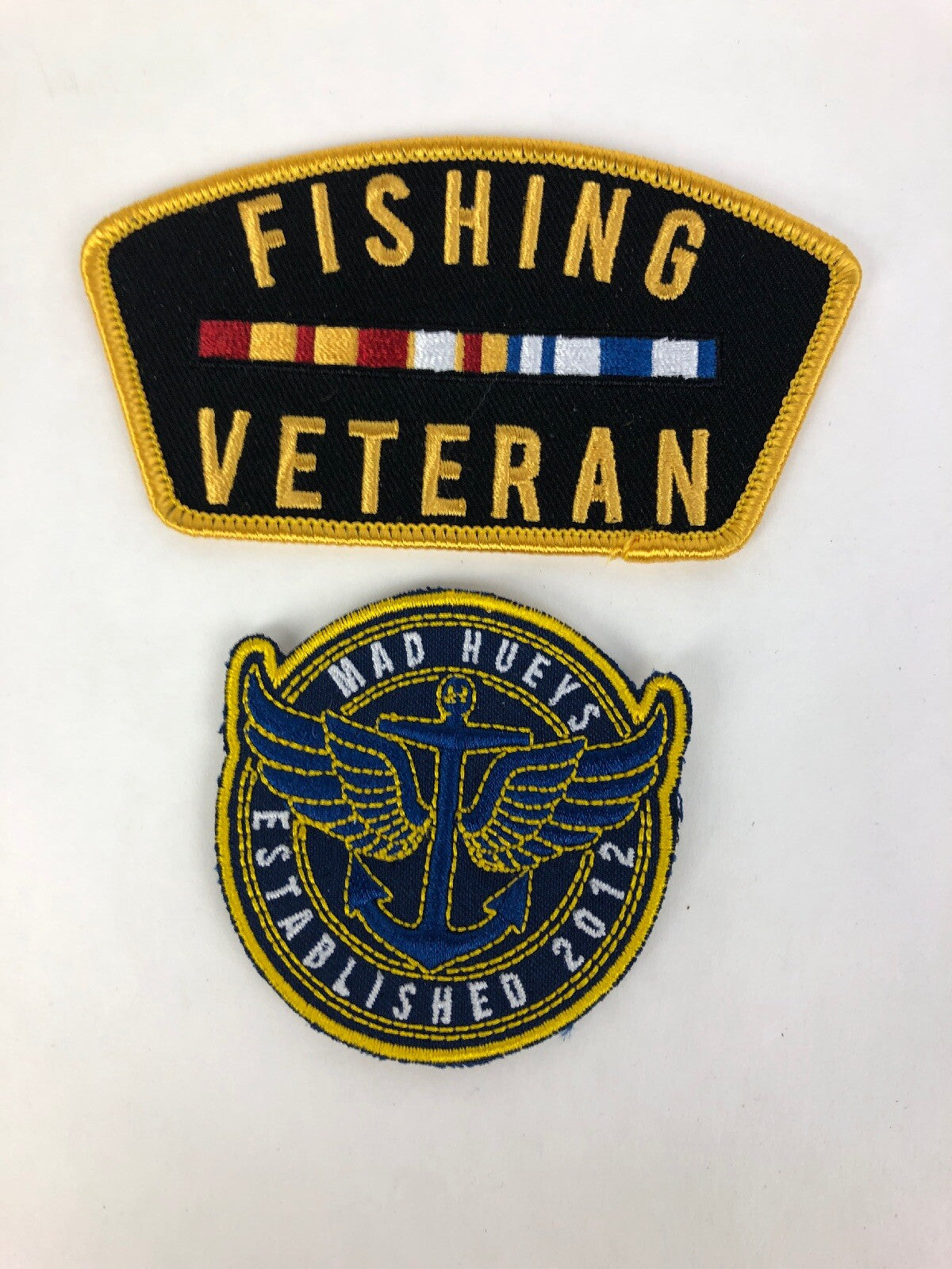 2 x Mad Hueys Australia Embroidered Patch (s) Fishing Veteran Established 2012