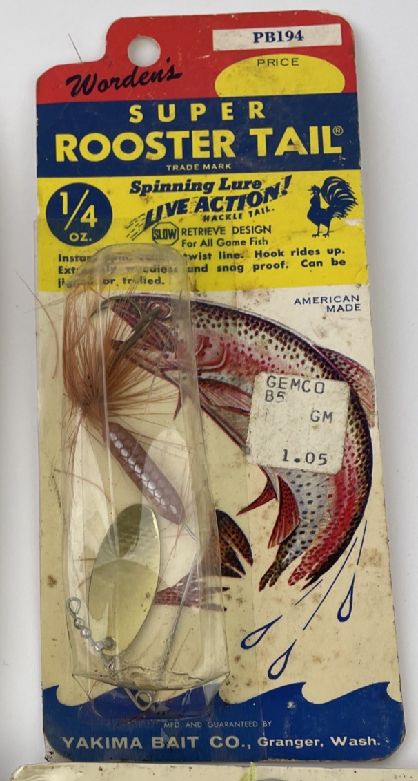 4 x Vintage Discontinued Wordens Yakima SUPER ROOSTER TAIL SPINNER Bait 1/4 oz.