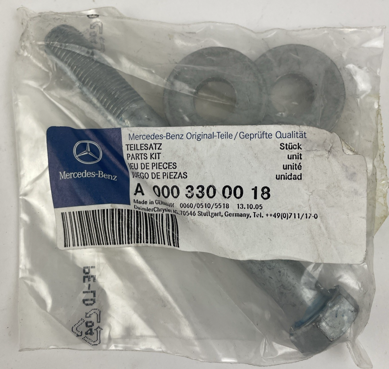 New Genuine OEM Mercedes-Benz Control Arm Bolt Kit Front Inner 0003300018