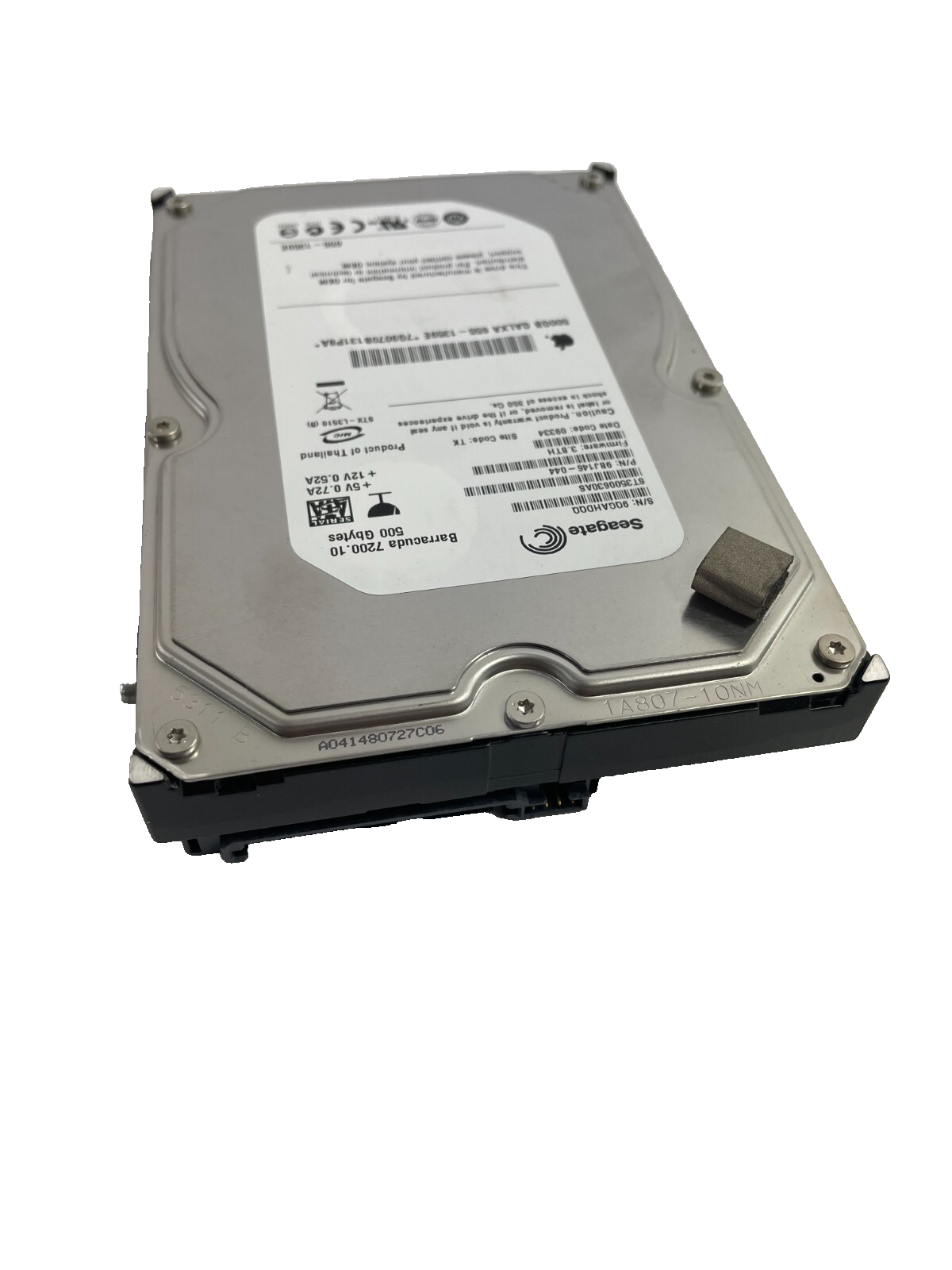 Seagate Model ST3500630AS Barracuda 7200. 10 500 GB Internal Drive Cache 16 MB