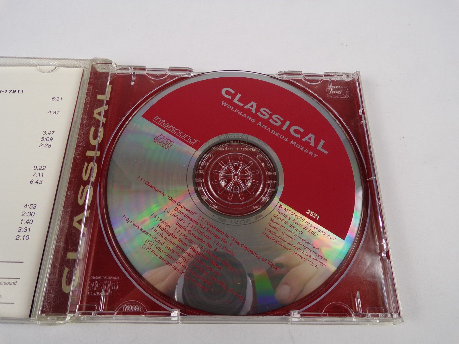 Classical Mozart Overture To Don Giovanni Violin Concerto No 3 CD#22
