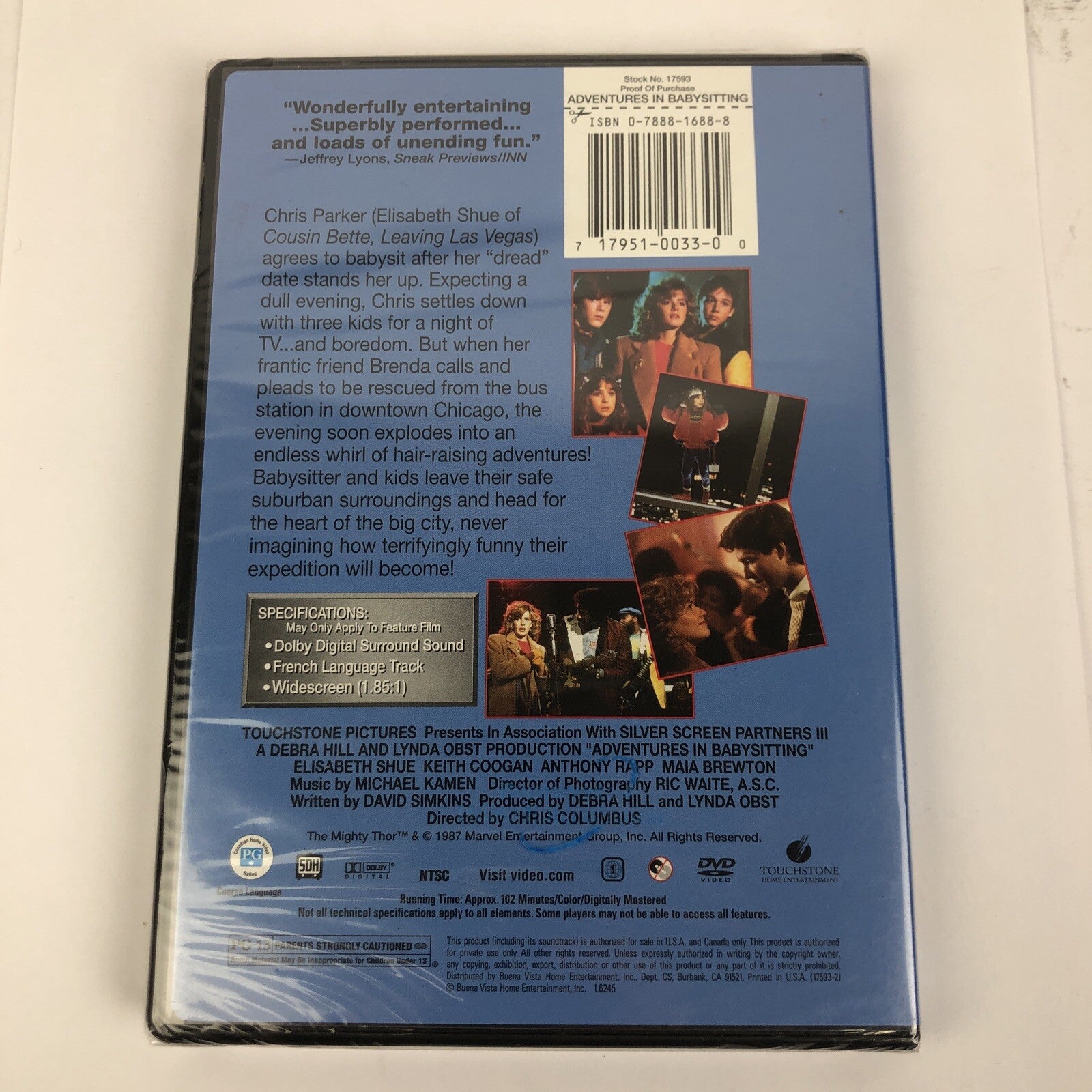 Adventures in Babysitting DVD w / Elisabeth Shue (1987 Widescreen) NEW SEALED