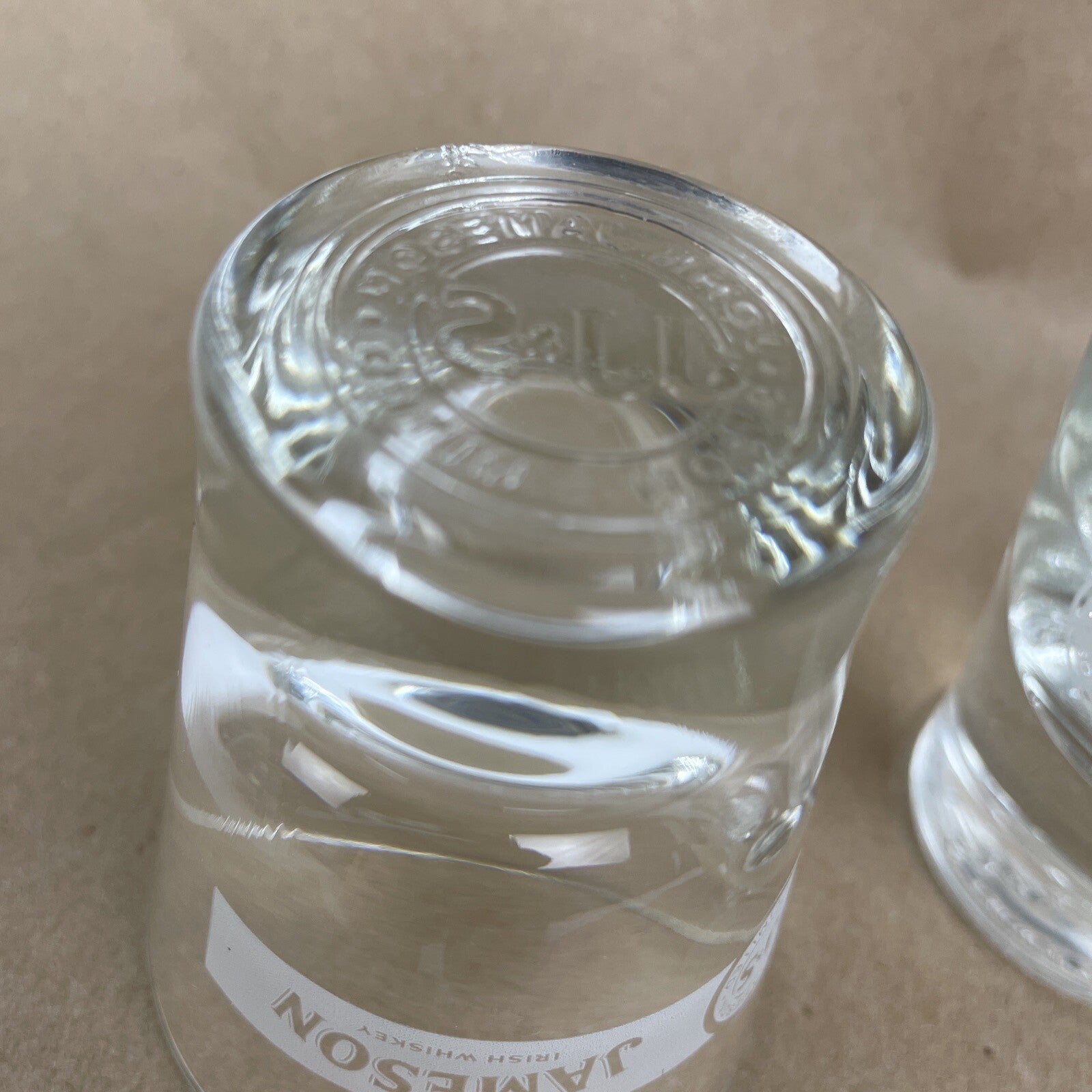 3 x Jameson Irish Whiskey JJ&S Etched Logo Heavy Bottom Shot Glasses 1.5 oz Lot