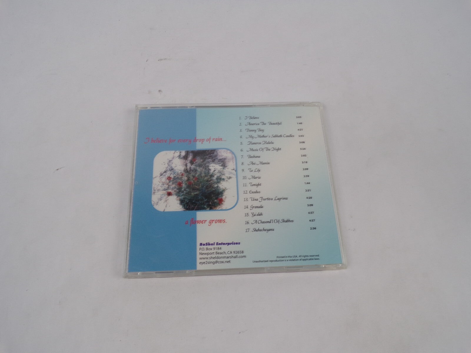 I Believe Cantor Sheldon L.Marshall America The Beautiful Danny Boy My CD#68