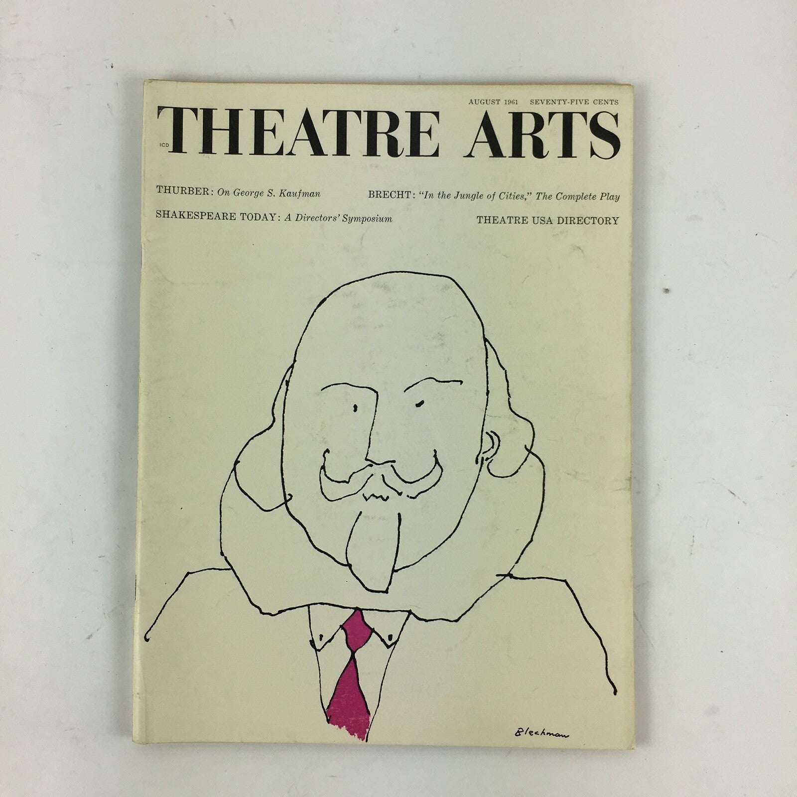 August 1961 Theatre Arts Magazine Thurber On George S.Kaufman Brecht