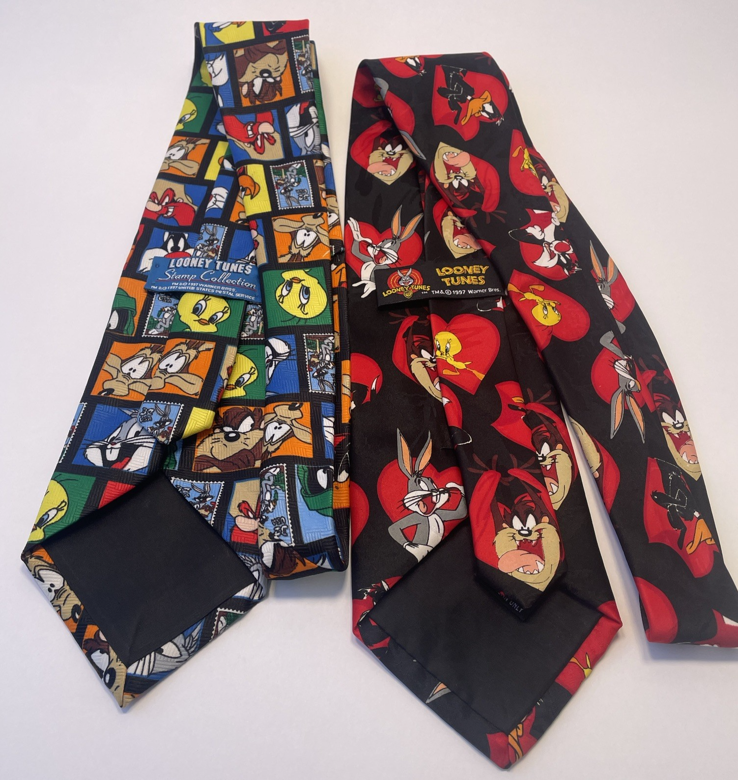 Looney Tunes, Disney, Sponge BOB, SLINKY Mens Neck Tie Bugs Bunny Taz LOT OF 9