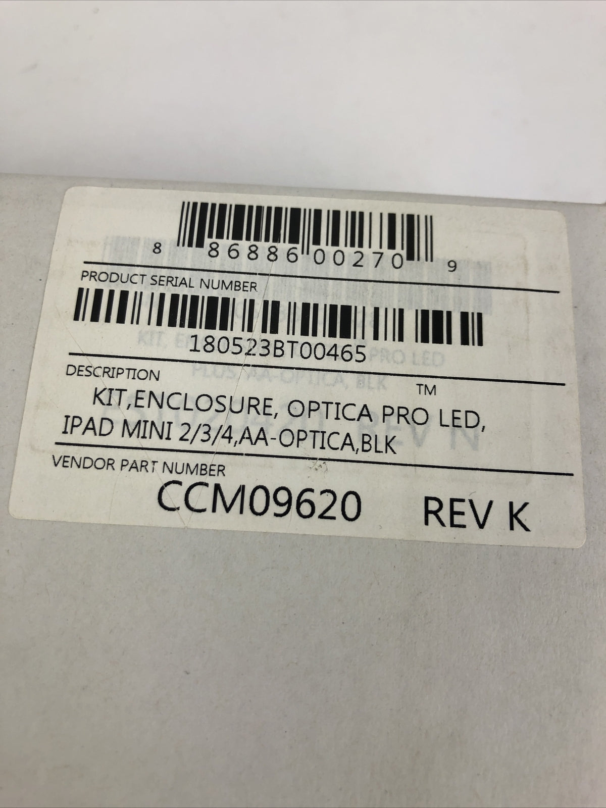 CCM09620 ARMORACTIVE OPTICA PRO LED ENCLOSURE FOR IPAD MINI 2/3/4 BLACK NIB