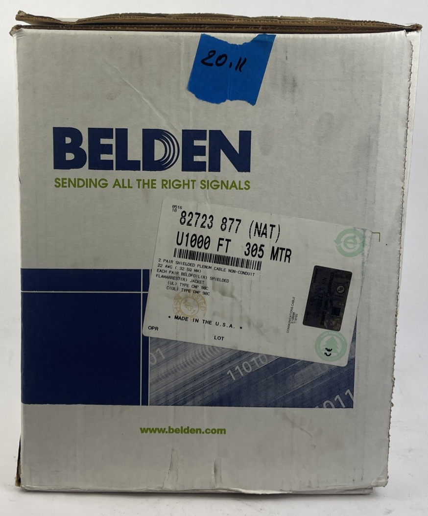 Belden 82723 877 (NAT) 900 ft , 2 Pairs, 22 AWG Shielded, Premium Cable NOS