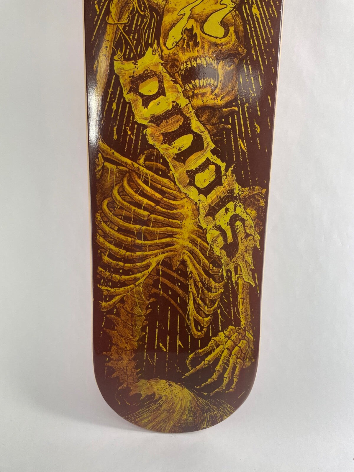 Avera Skateboards Skeleton Skulls Six Feet Under rare 8.5-inch skateboard deck made from 7-ply hard rock Canadian maple.