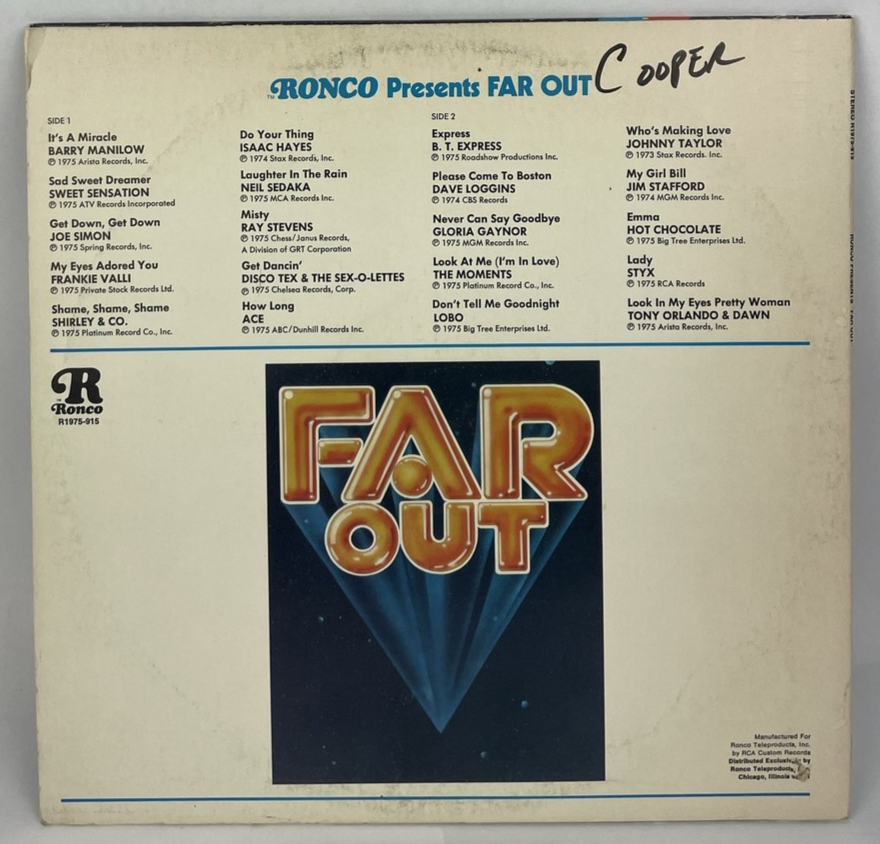 RONCO Presents "FAR OUT" As Seen on TV, R1975-915, 1975 VGC Manilow Sedaka