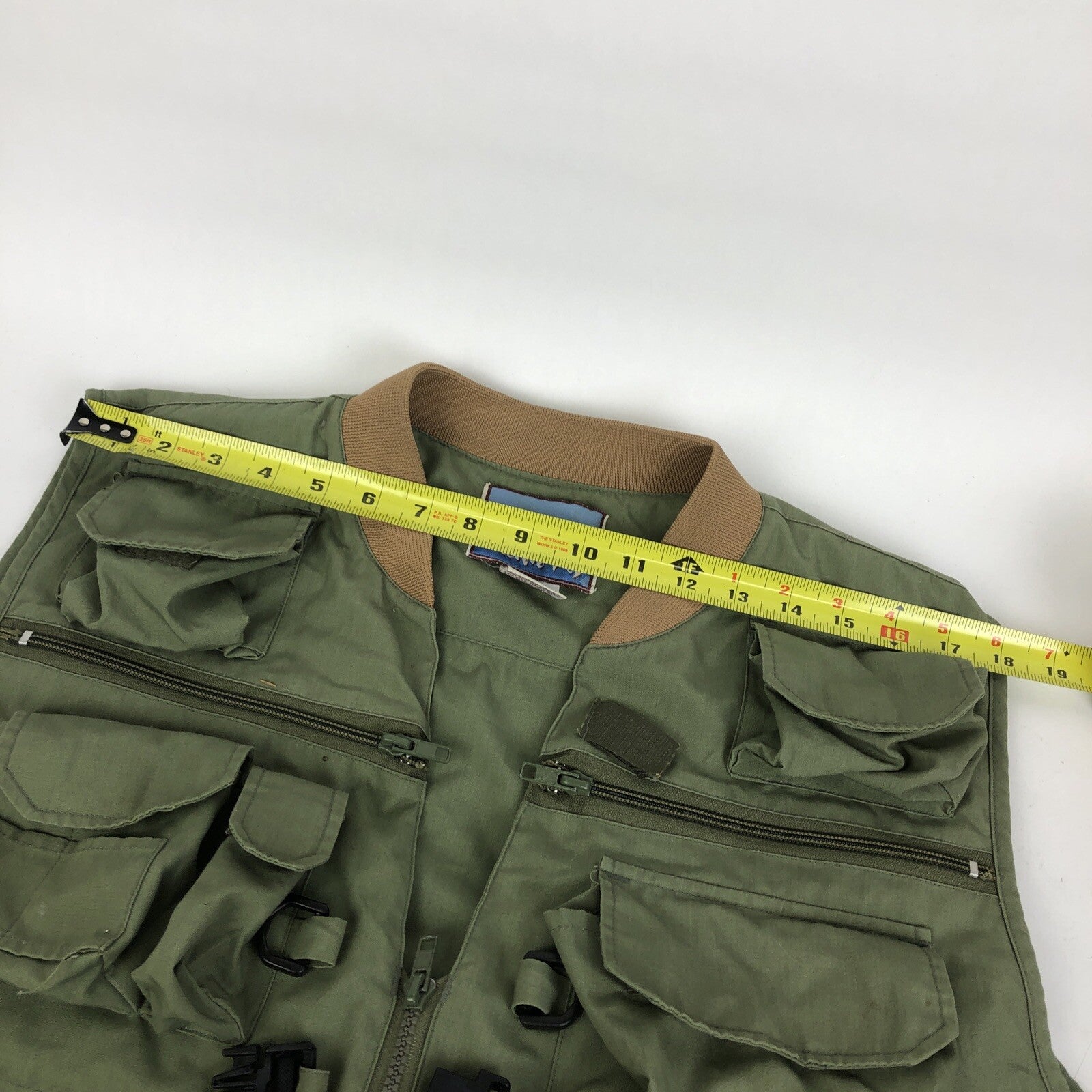 Pacific Fly Group Pro fly fishing vest olive green large with multiple storage pockets