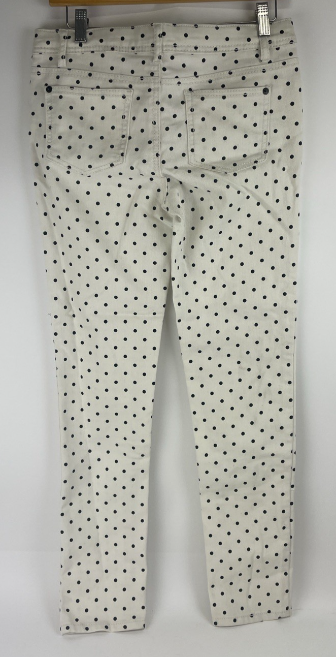 Cherokee Super Skinny Stretch White w Black Polka Dot Low Rise Jeans Women's