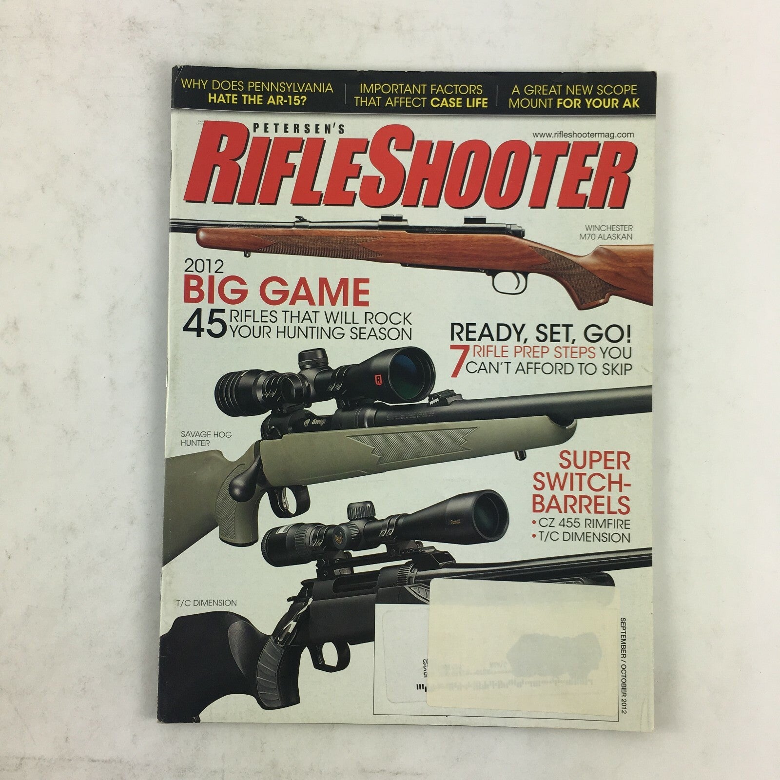 September 2012 Rifle Shooter Magazine Big Game 45 Rifles Super Switch Barrels