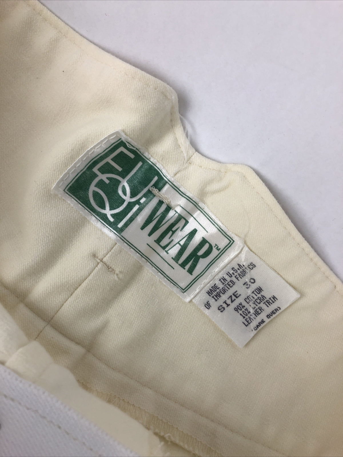 EQUI Wear Women’s Leather Knee Patch Breech Riding Pants Equestrian Cream Sz 30