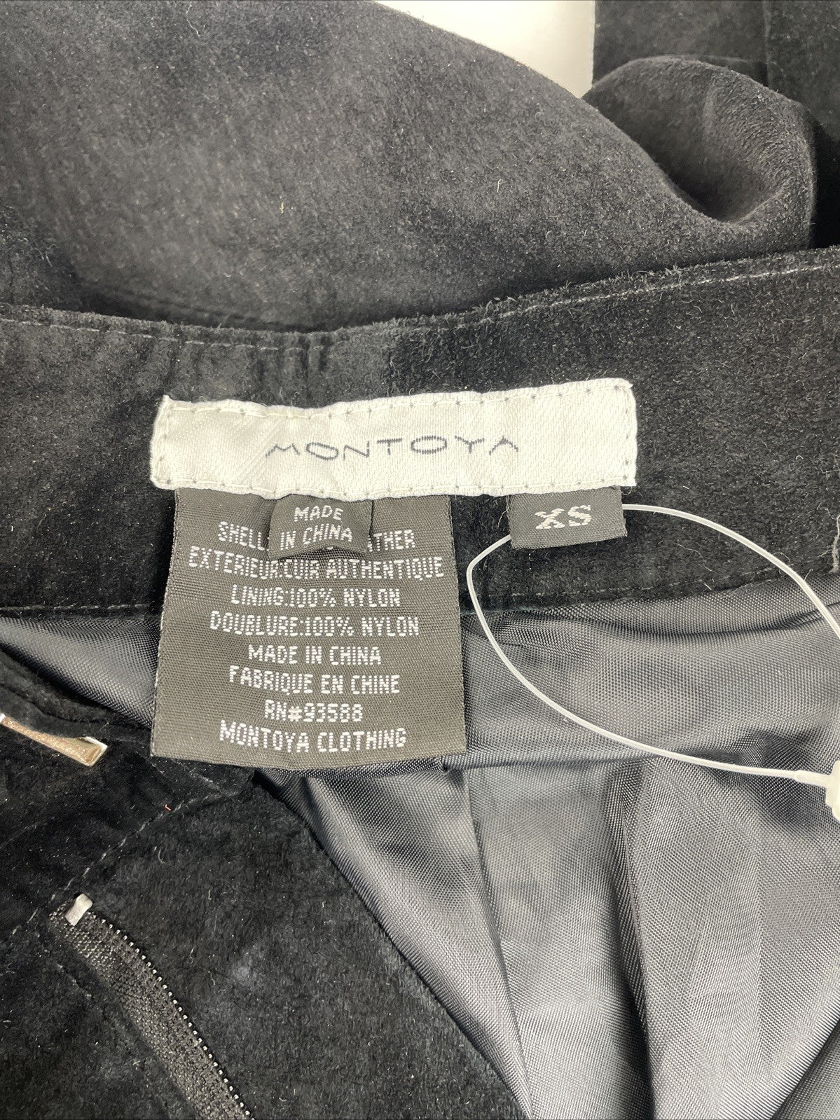 MONTOYA  Genuine Suede Leather Pants Size XS Nylon Lined Jet Black