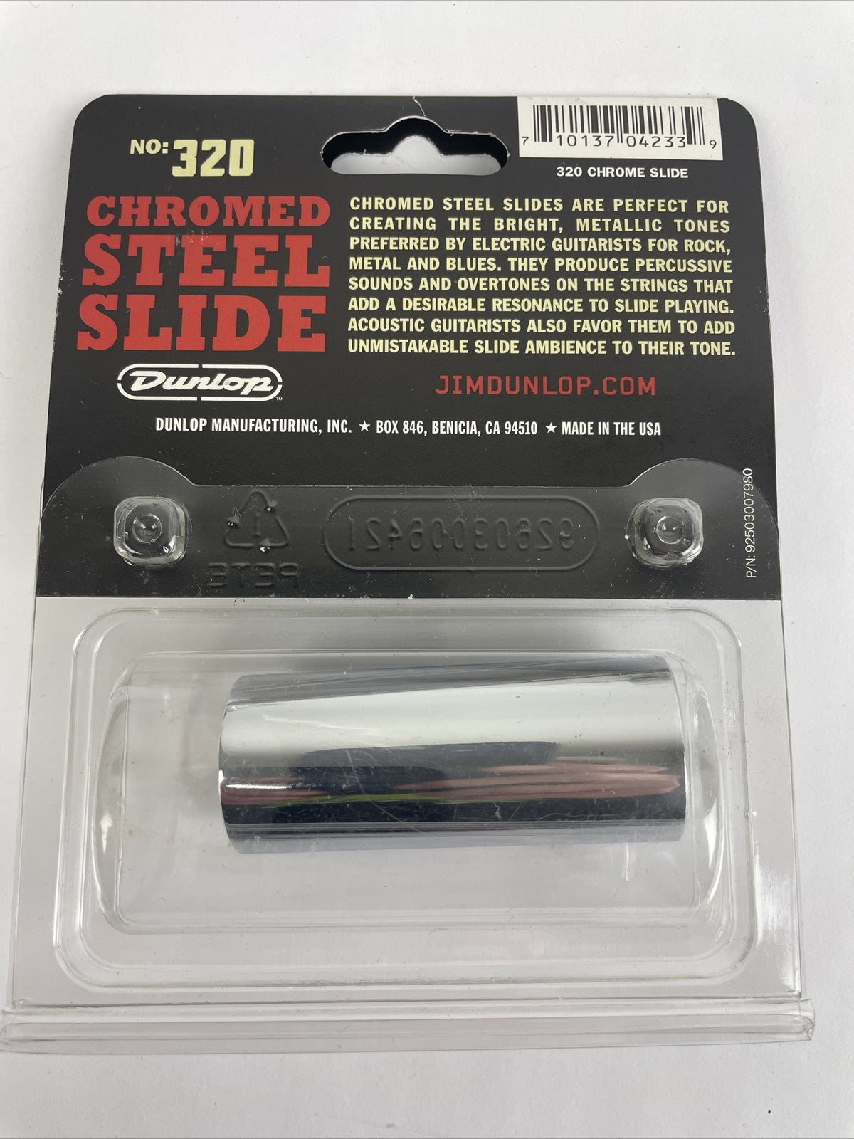 Dunlop 320 Long Chromed Steel Guitar Slide 60mm ID 22mm 12.5 Ring Size U.S.A.