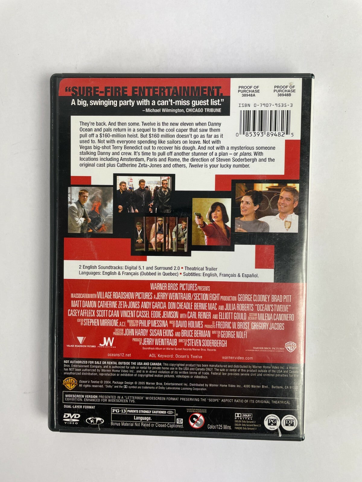 Widescreen Edition Ocean's Twelve ''Two Thumbs Up'' George Clooney Disc Q11