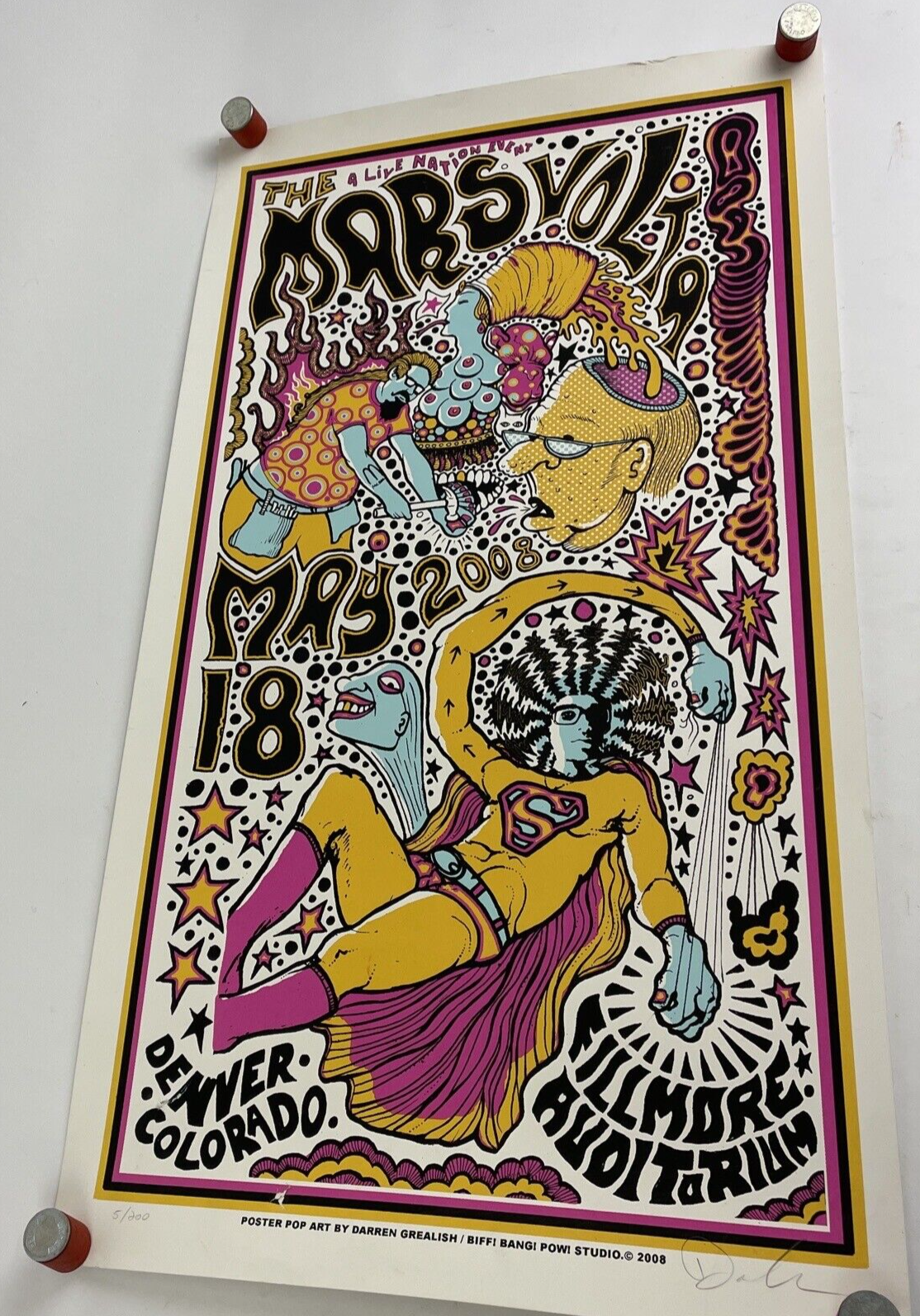 MARS VOLTA 2008 FILLMORE Silk Screened POSTER DARREN GREALISH DENVER #5 of 200