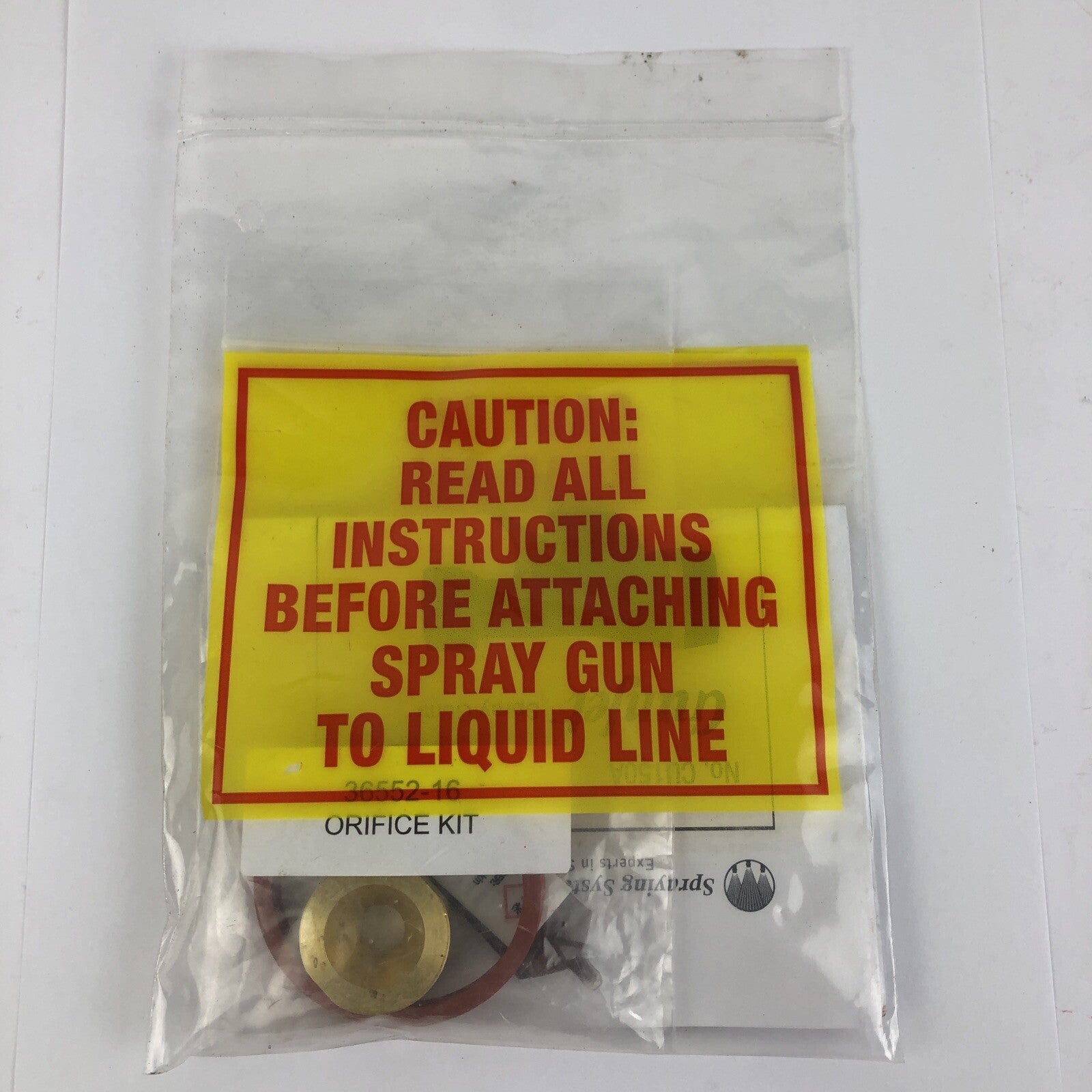 Spraying System 36552-16 Genesis Poppet Valve Orifice Kit Sealed w Instructions