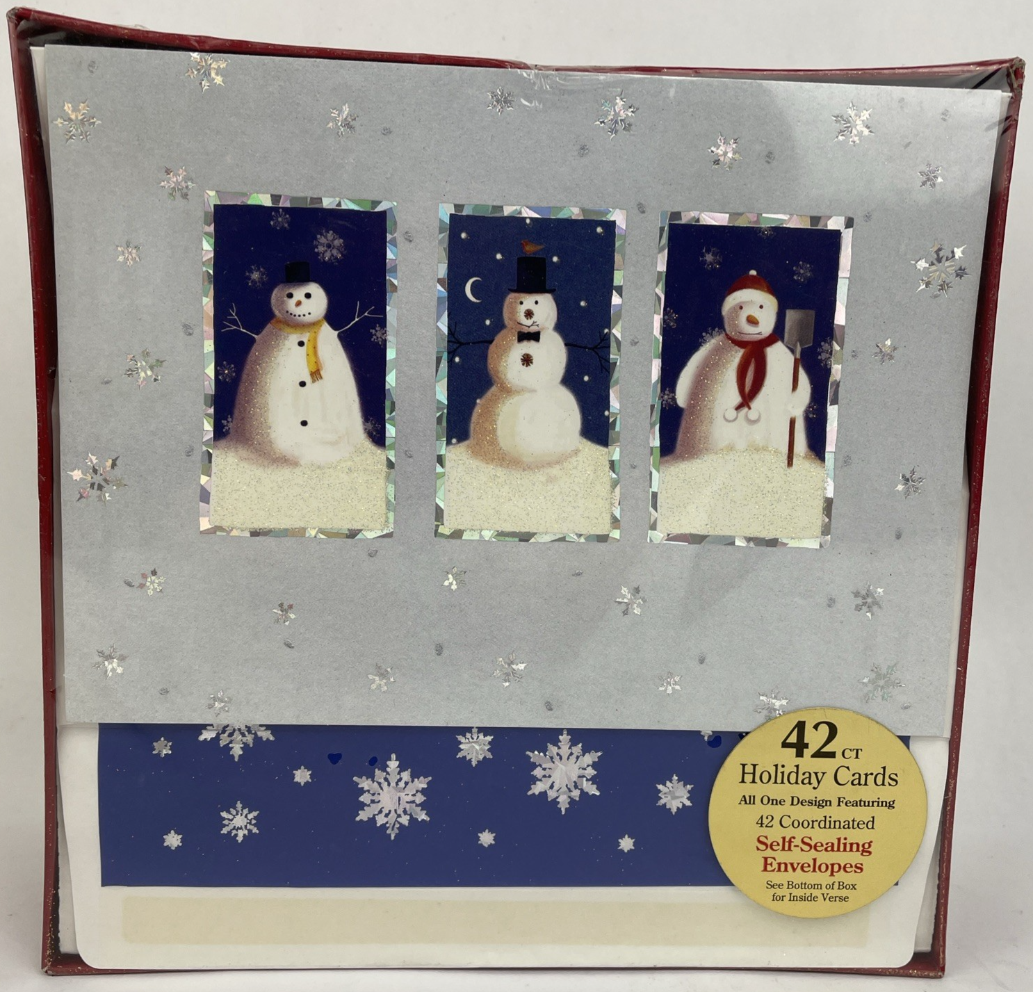 Paper Magic Group 42 Christmas Holiday Cards Self Seal Envelopes Snowman w Foil