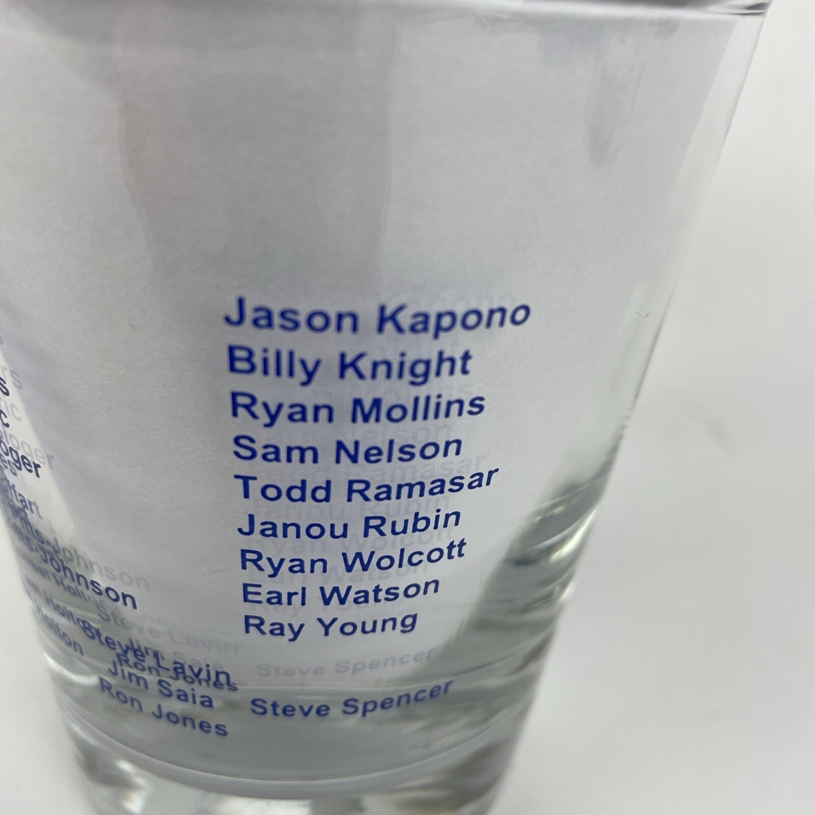 Set of three UCLA Bruins Basketball Awards Banquet highball glasses from 2000, 2001, and 2002.