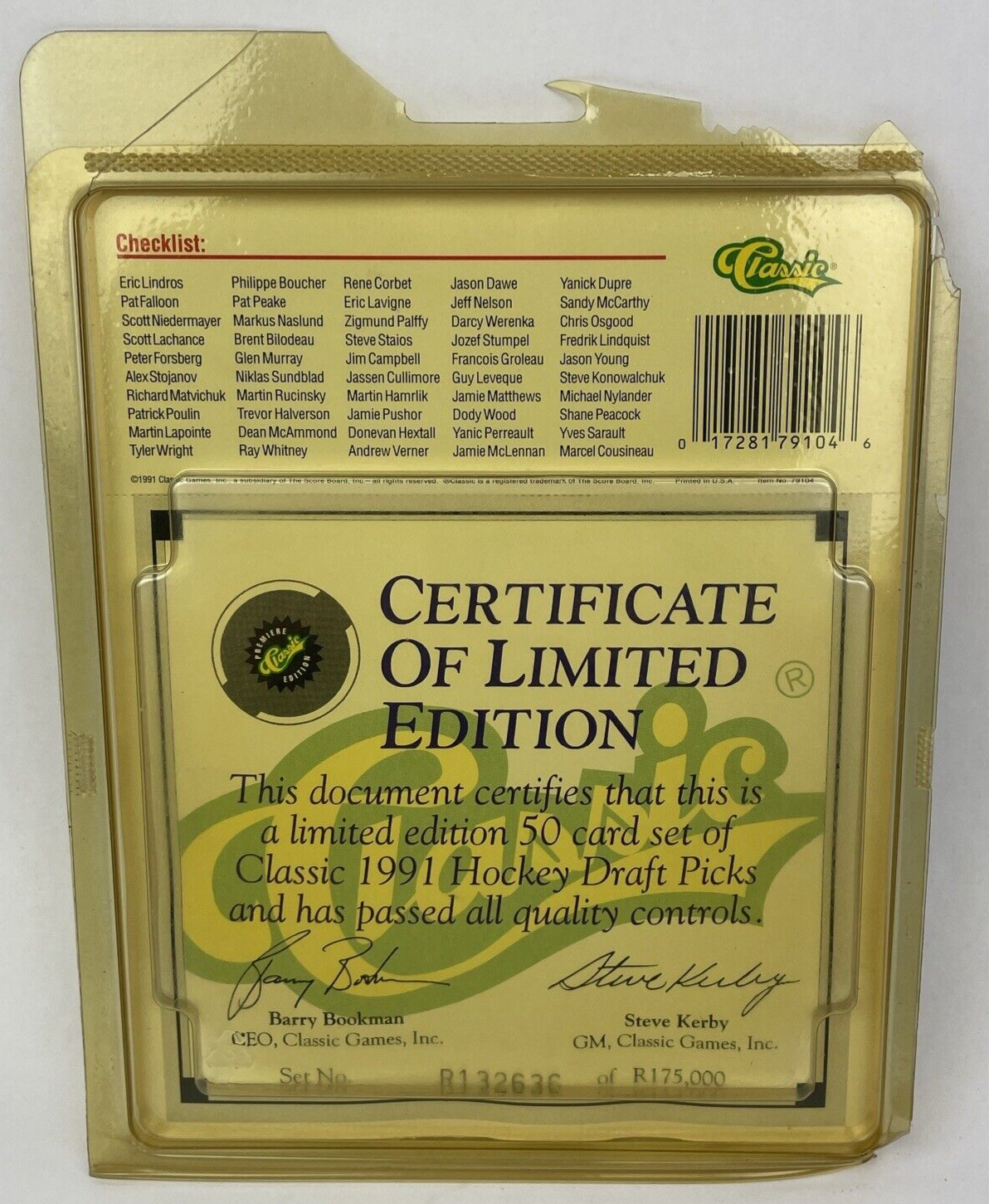'91 Classic Hockey Draft Picks Complete Set Factory Sealed Limited Edition. COLE