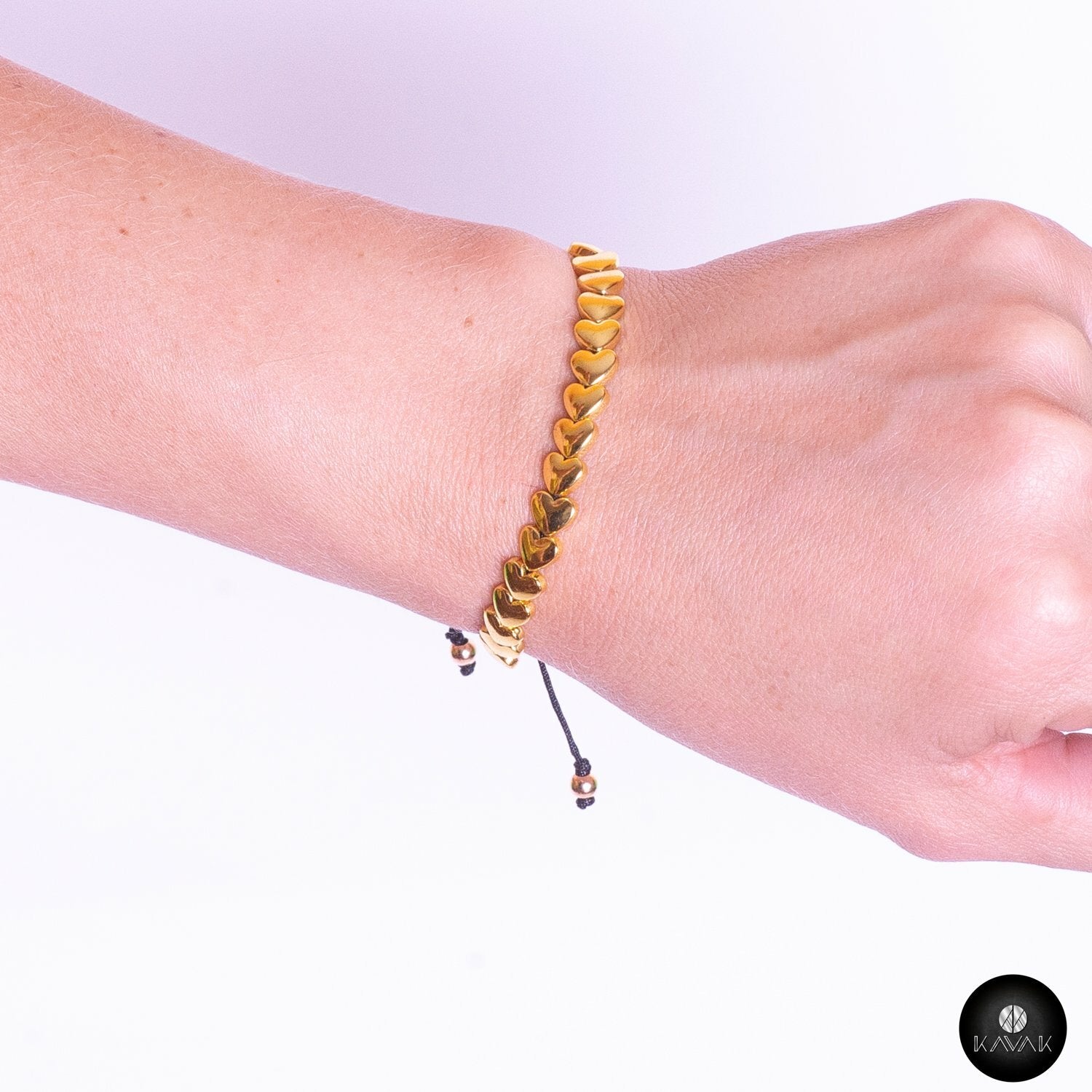 Kavak - Handmade Golden Hearts Adjustable Women's Bracelet