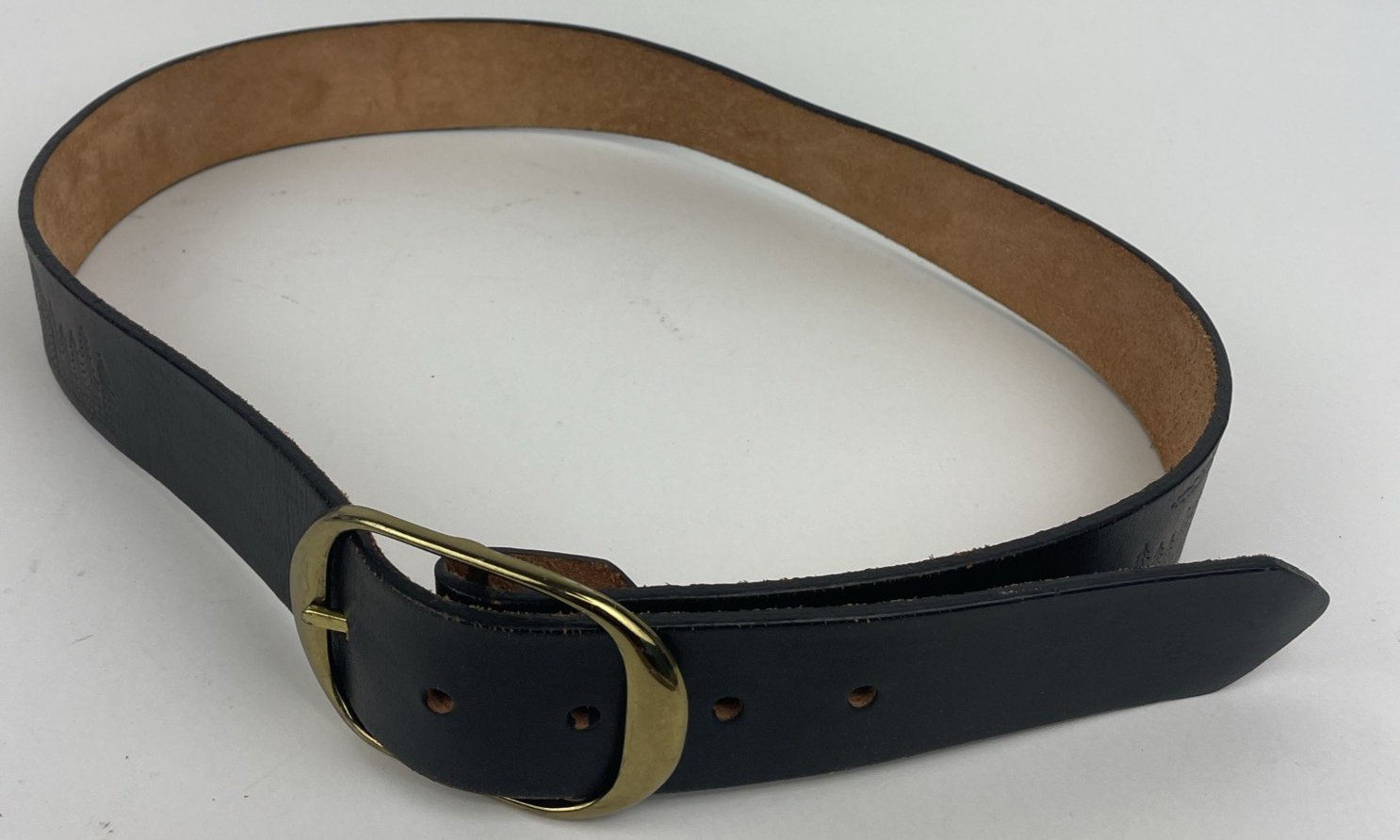 Vintage Jack Daniel’s Old Time Whiskey Brown Leather Embossed Belt w BUCKLE 34*