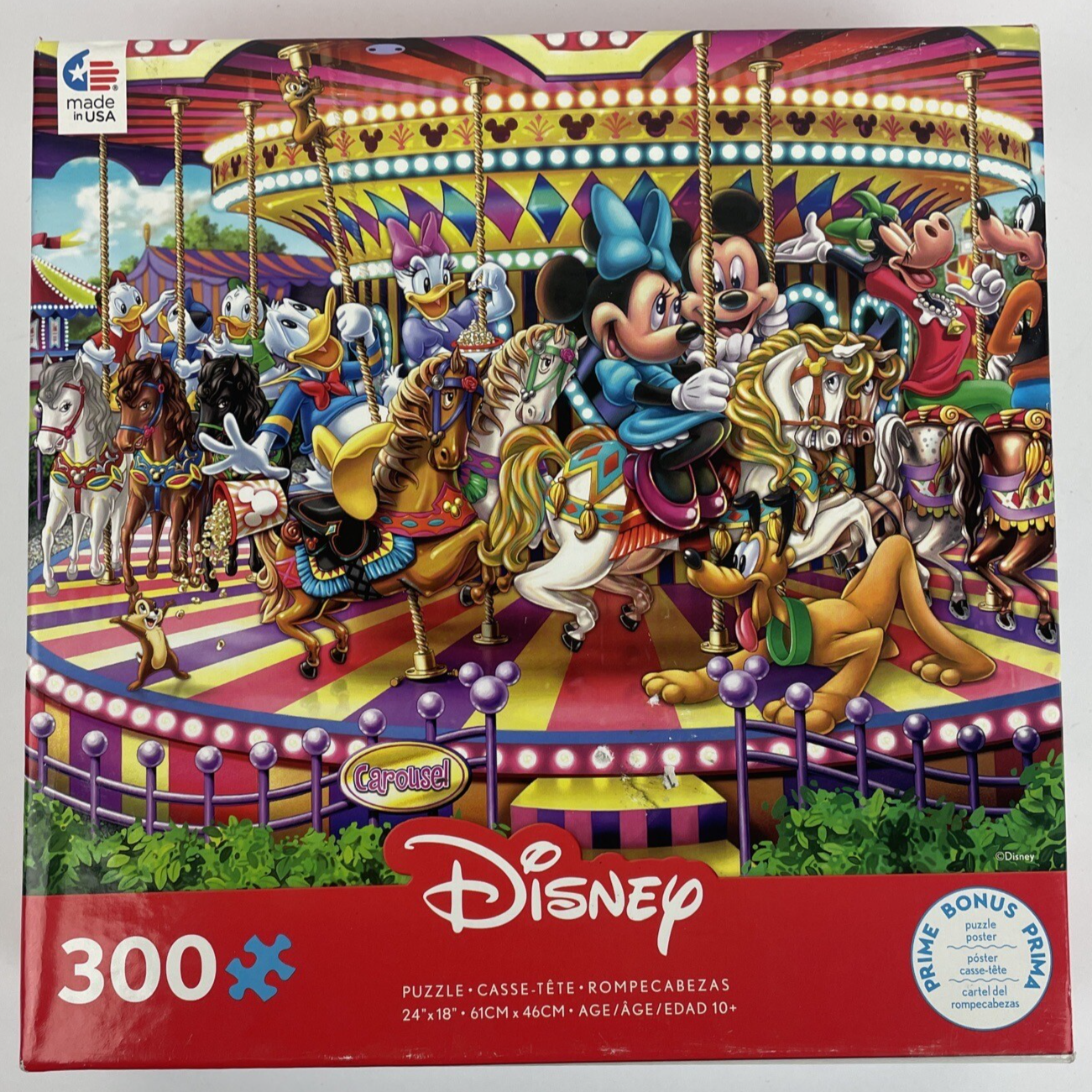 Disney 300 Piece Jigsaw Puzzle - All Disney Characters on Carousel Large Pieces