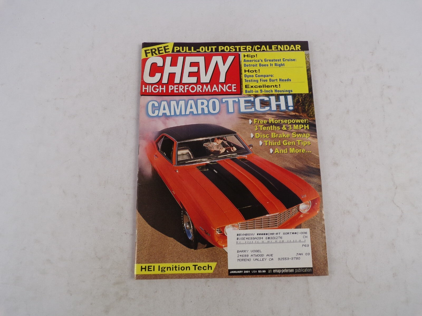 January 2001 Chevy High Performance Pull-Out Poster/Calendar HEI Ignition Tech