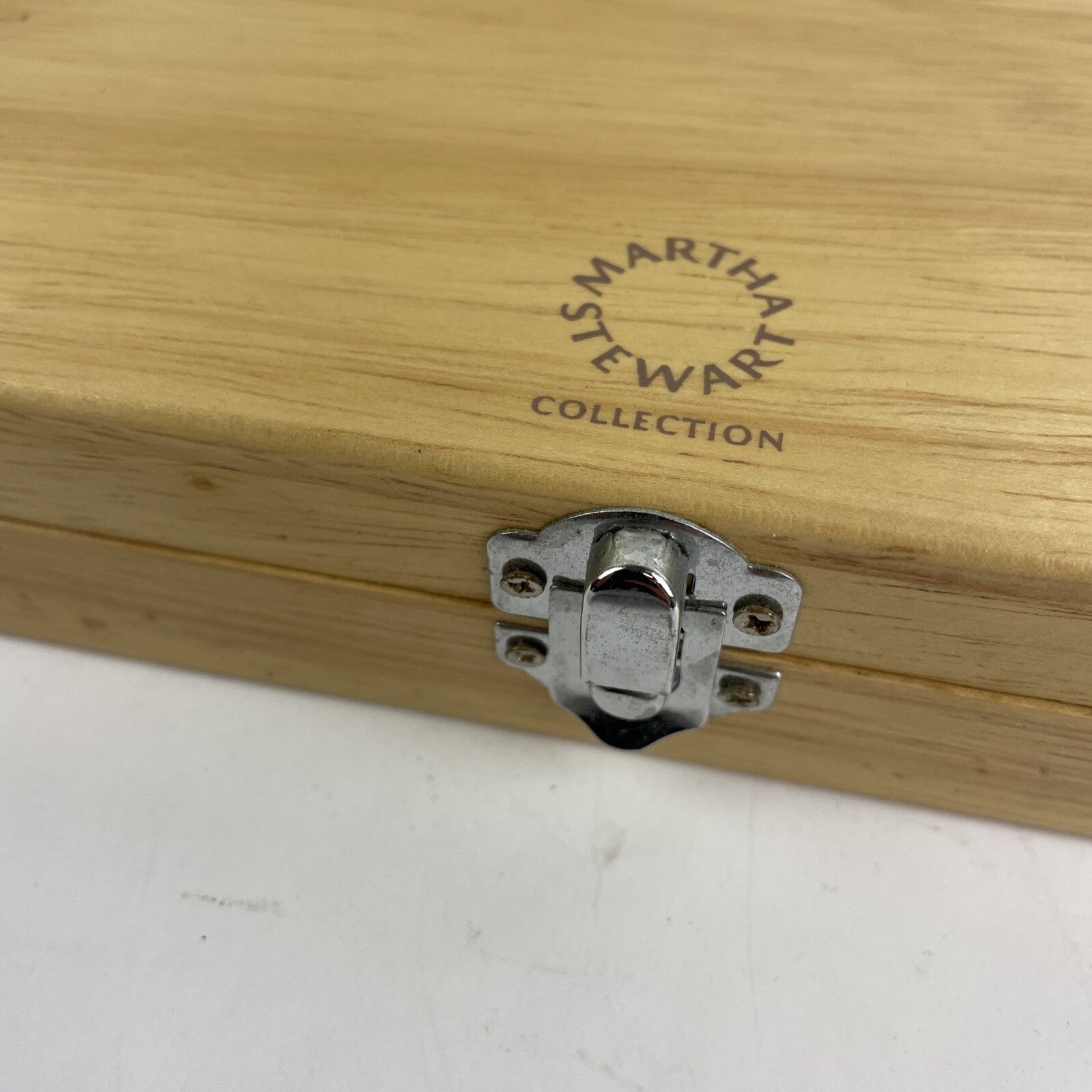 Martha Stewart 2 pc set with 8" Santoku Knife & Carving Fork w Wood Case - LOOK