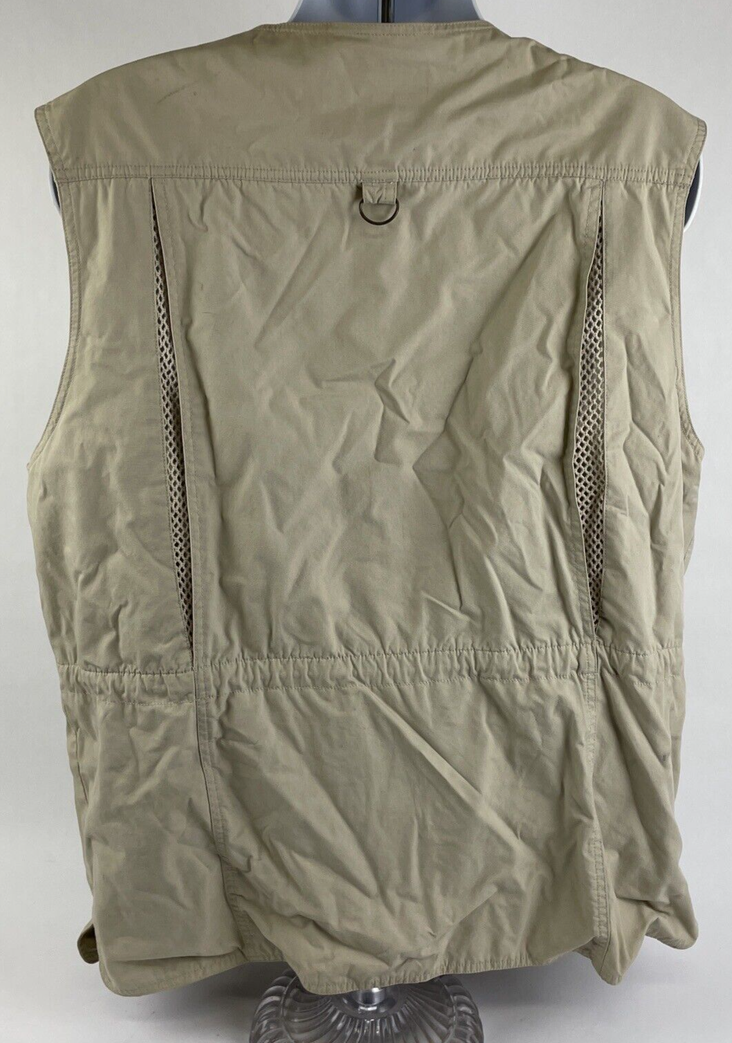 Men's Eddie Bauer Outdoor Vest Size LARGE Fishing Photo Hunting Hiking Beige