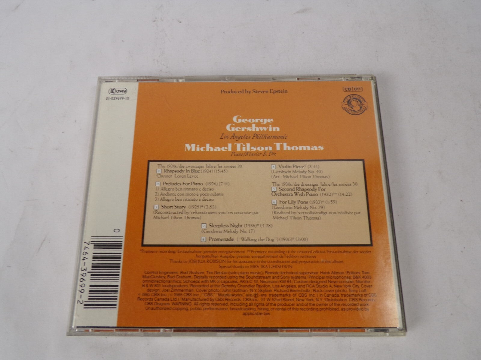 Gershwin Michael Tilson Thomas Rhapsody In Blue Preludes For Piano Short CD#41