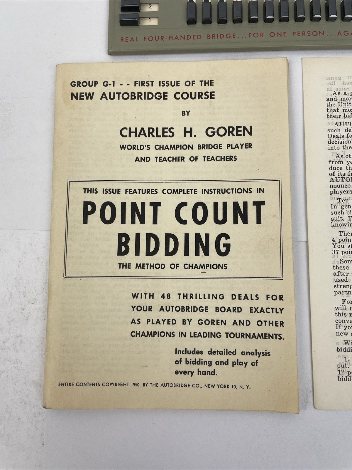 Vintage 1950 Charles Goren AUTO BRIDGE PLAY YOURSELF BRIDGE GAME Complete